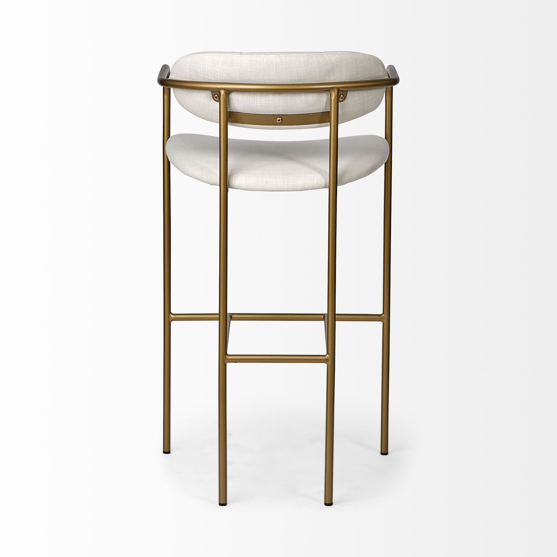 Parker 30" Seat Height Cream Fabric Seat Gold Metal Bar Stool