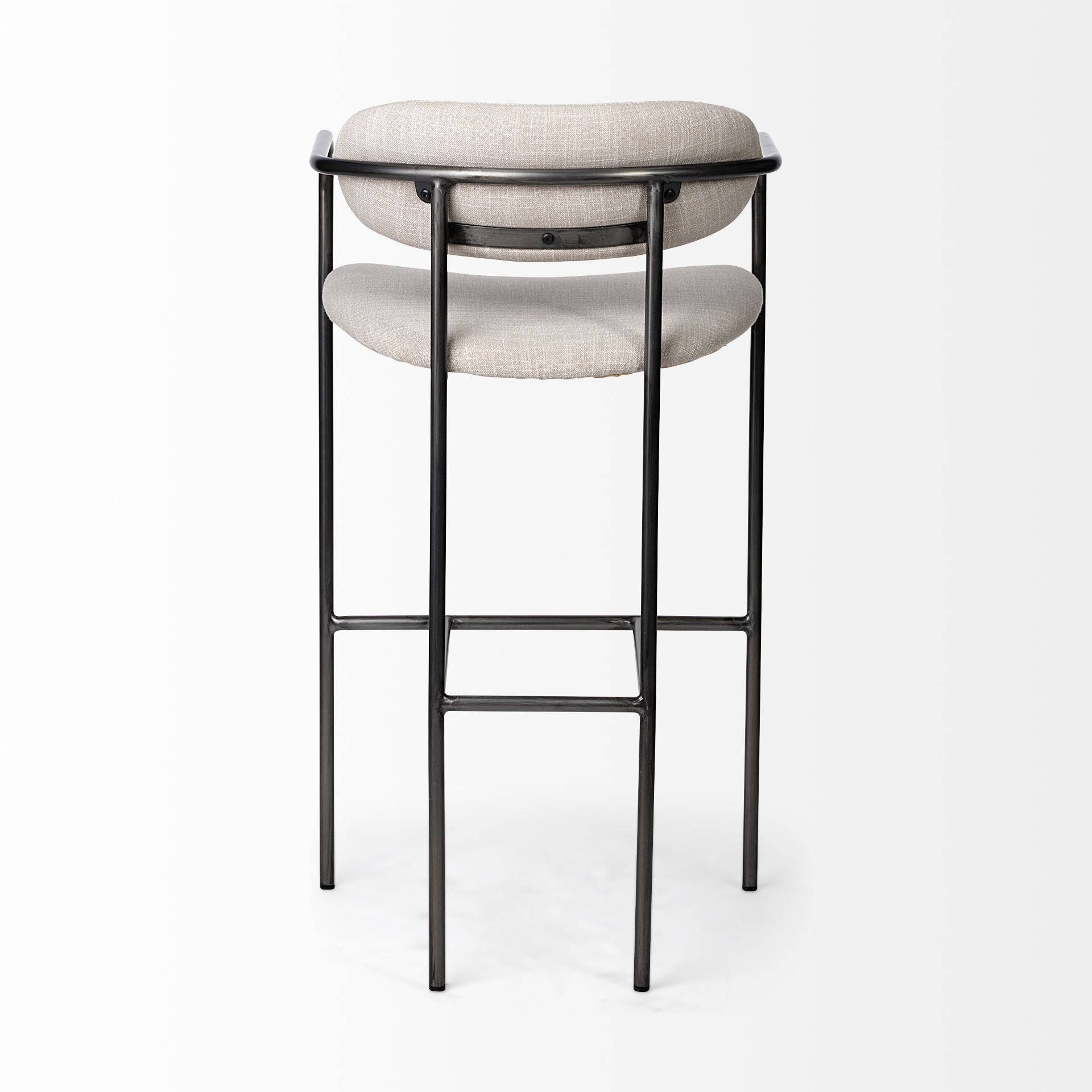 Parker 30" Seat Height Beige Fabric Seat Gun Metal Grey Metal Bar Stool
