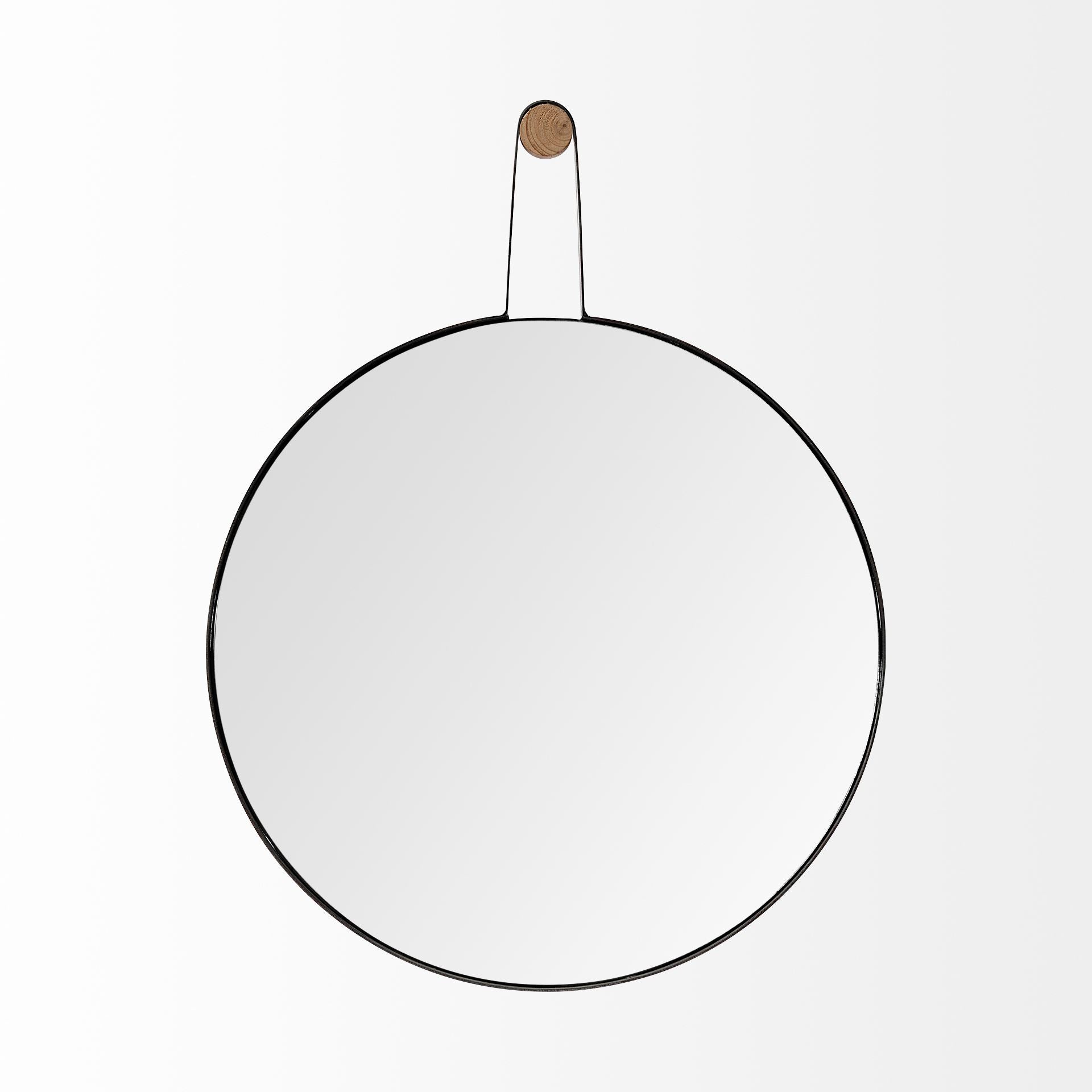 Collie 20x26 Round Black Metal Frame Mirror - Central Designs