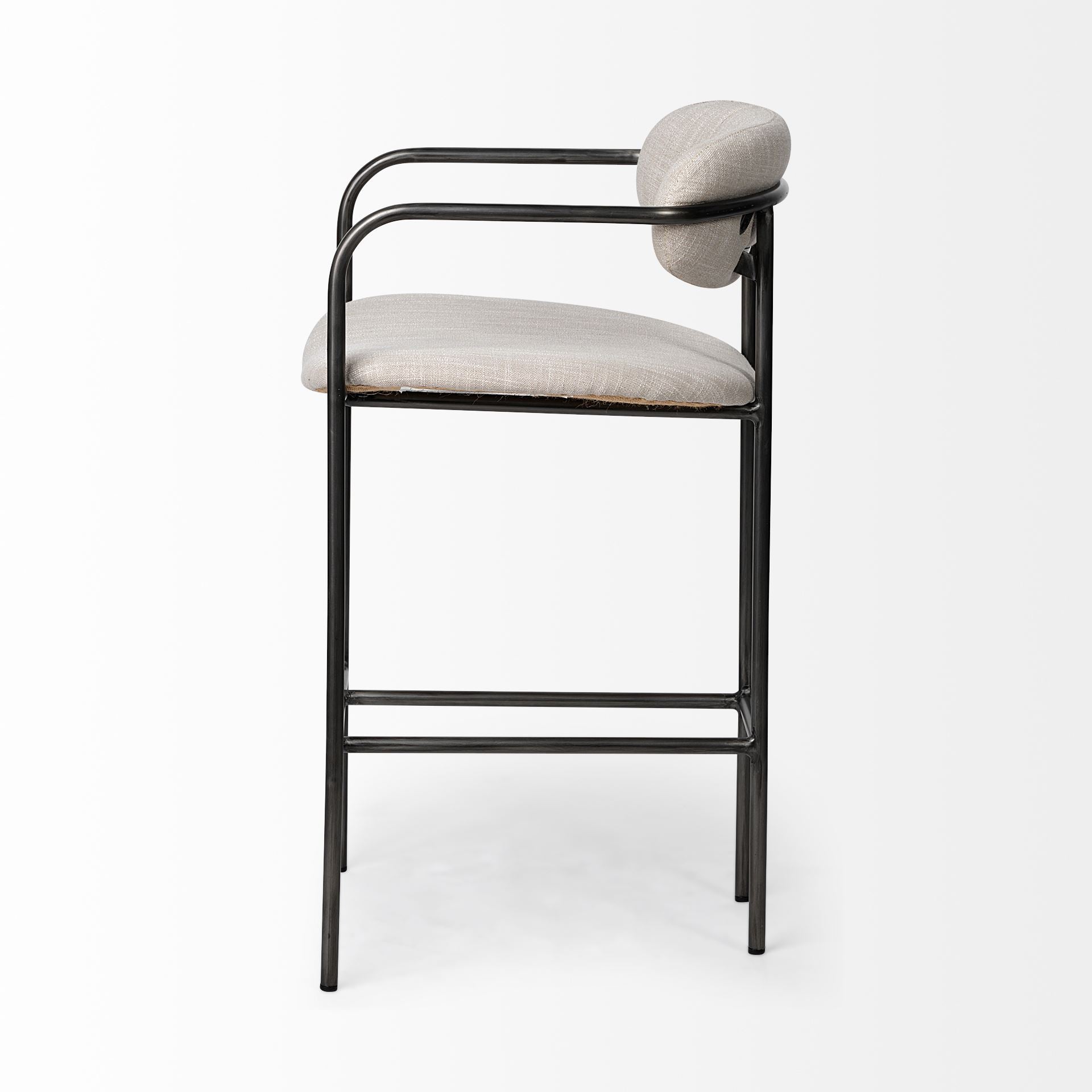 Parker II Beige Fabric Seat Gun Metal Grey Metal Counter Stool