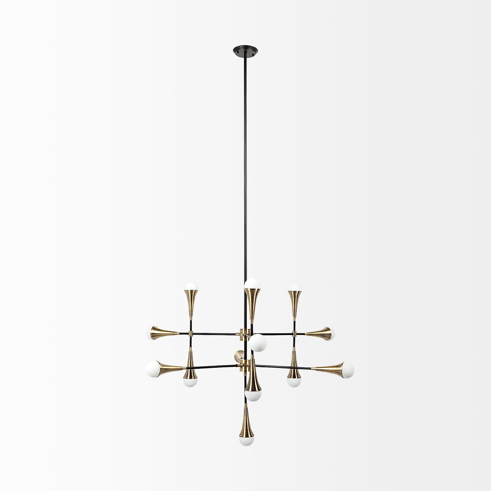 Decarlo II (43" x 41") Black/Gold Metal Multi-Arm Thirteen Light Chandelier