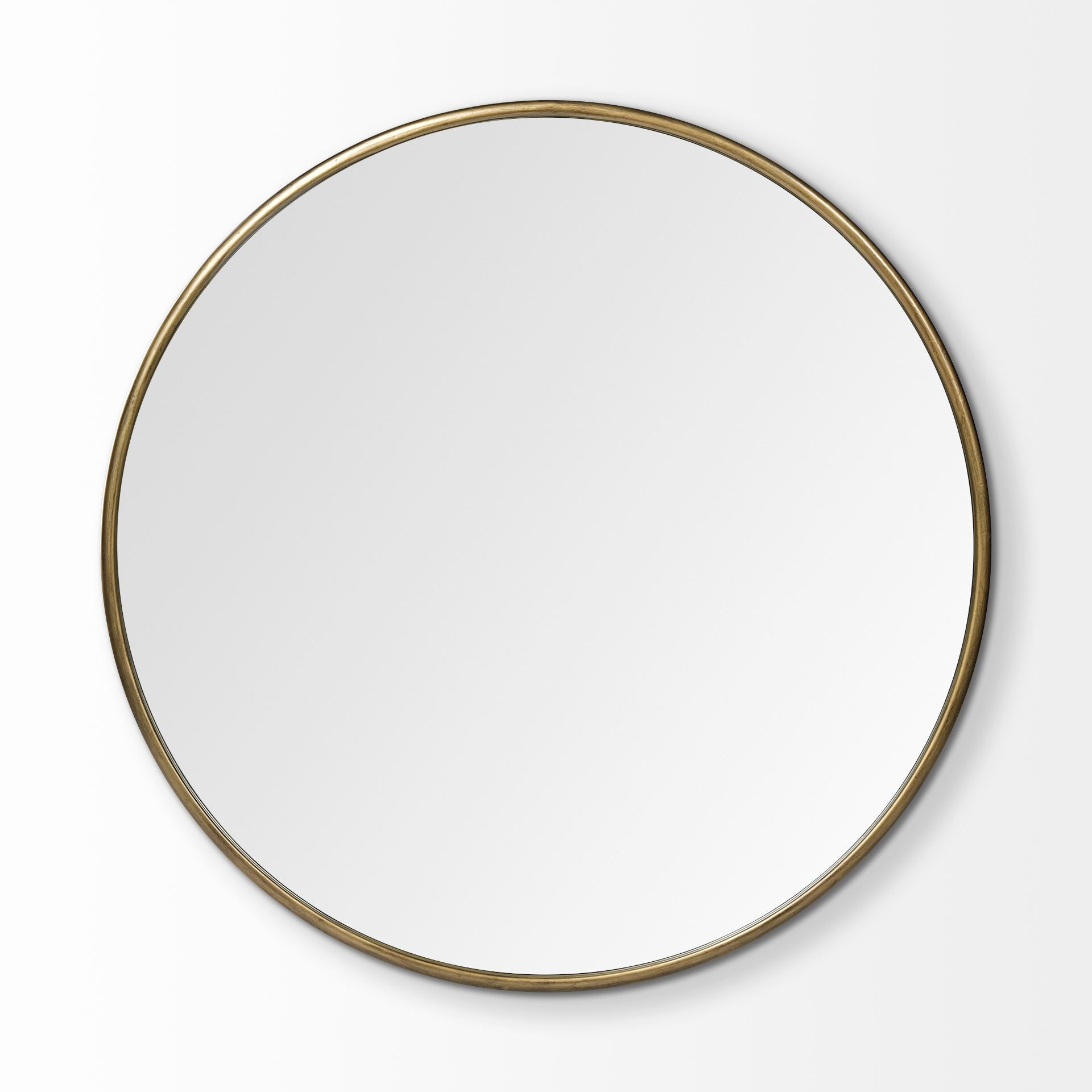 Piper 47.2L x 1.0W x 47.2H Large Gold Metal Round Wall Mirror - Central Designs