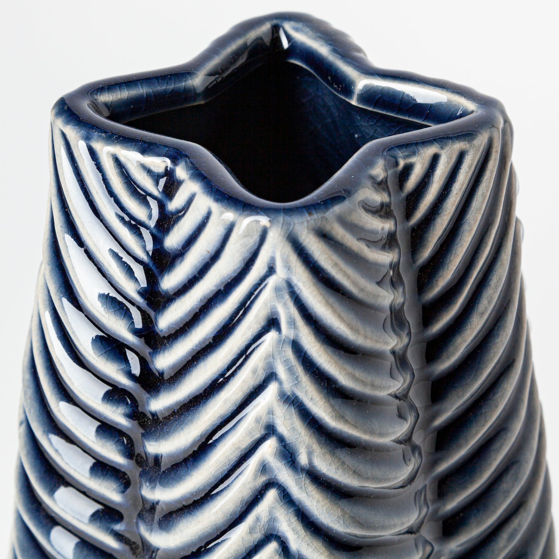 Bashir I Small Dark Navy Gloss Ceramic Vase - Central Designs