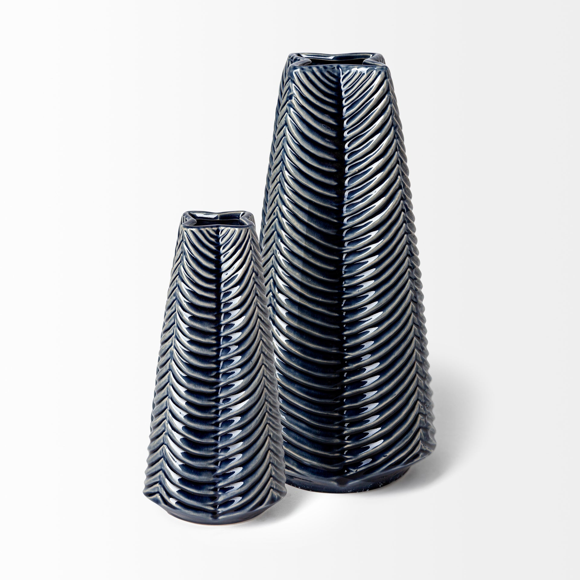 Bashir II Large Dark Navy Gloss Ceramic Vase - Central Designs