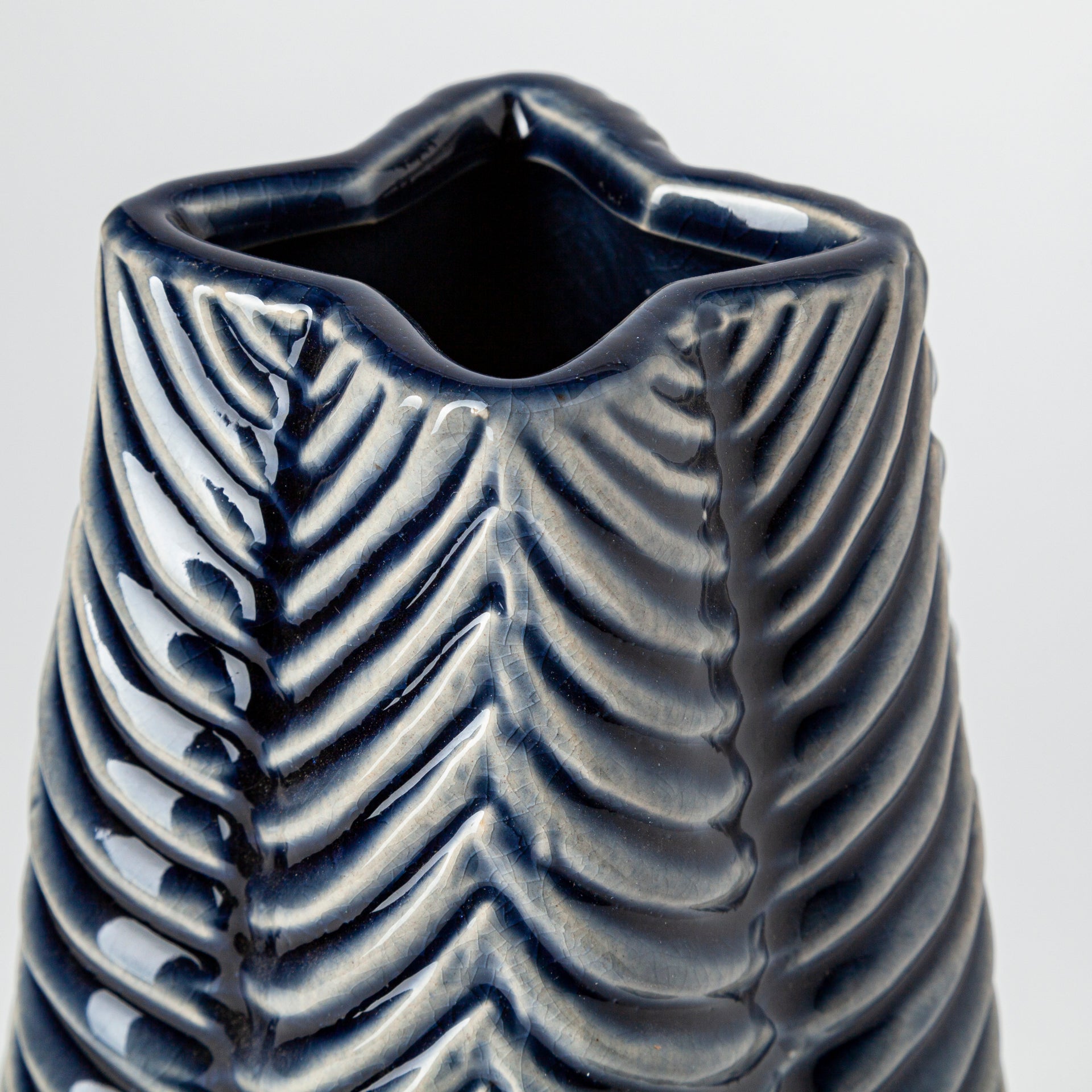 Bashir II Large Dark Navy Gloss Ceramic Vase - Central Designs