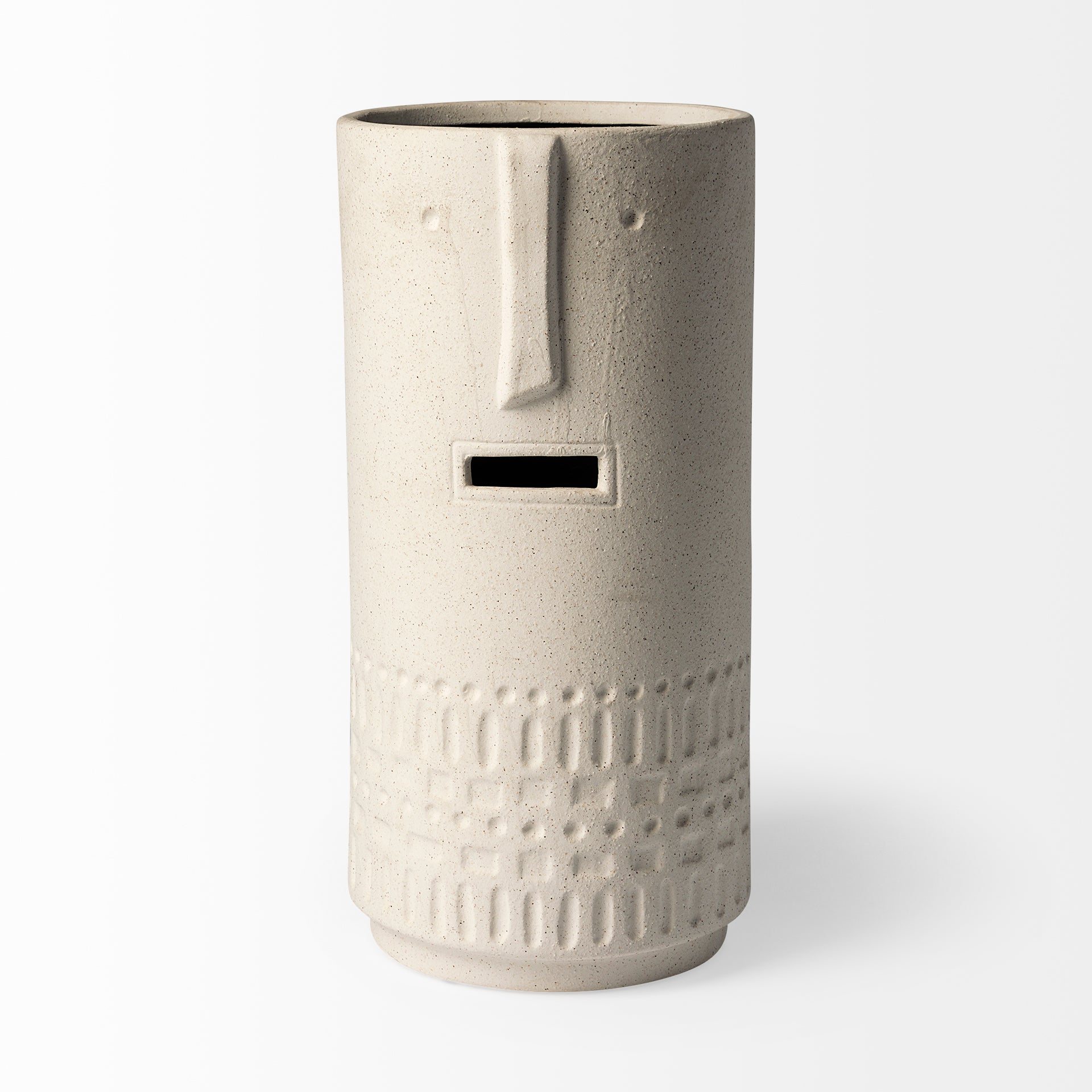 Jacob II Tall White Ceramic Smiling Face Vase