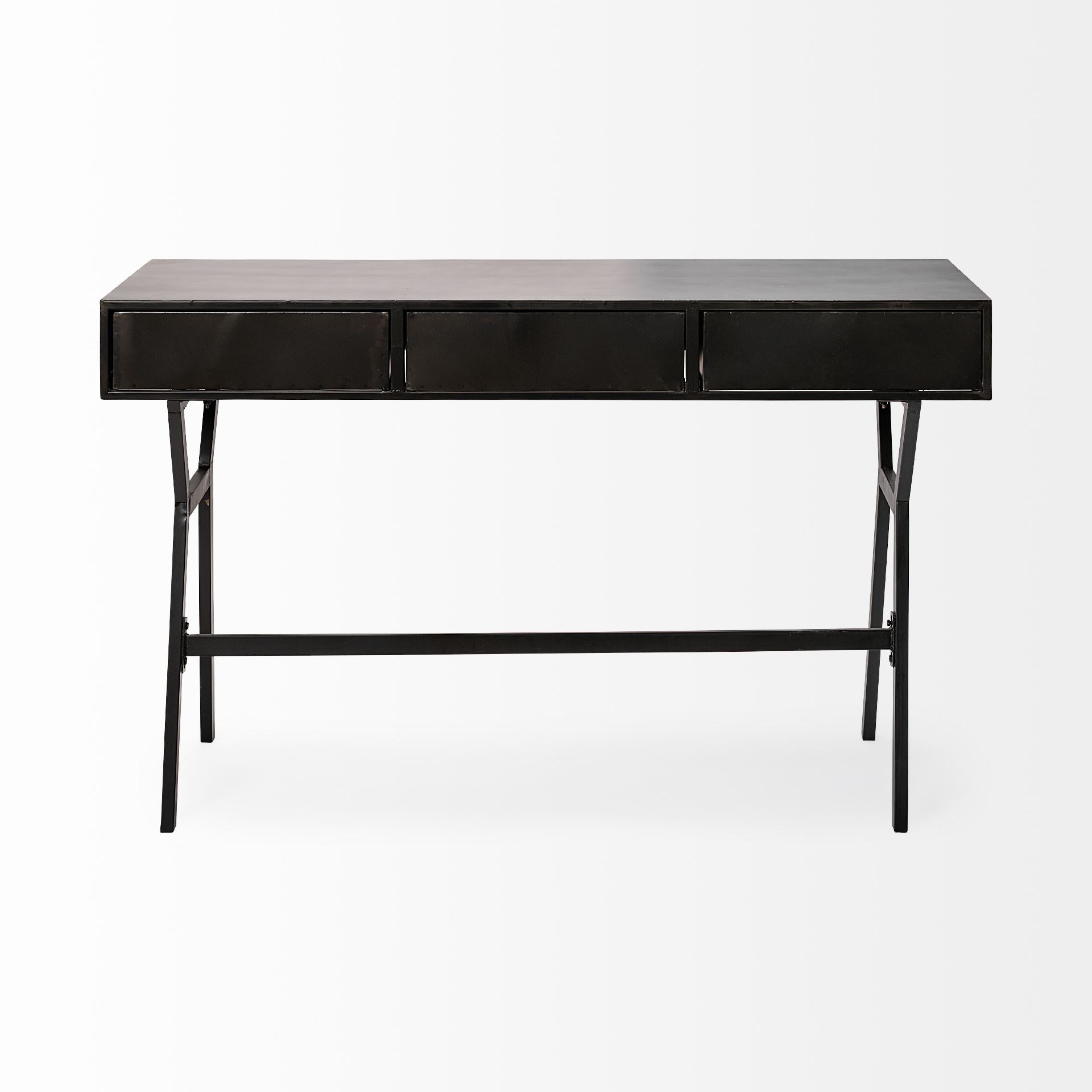 Vince 51L x 18W Black Metal W/Gold Accents 3 Drawer Office Desk