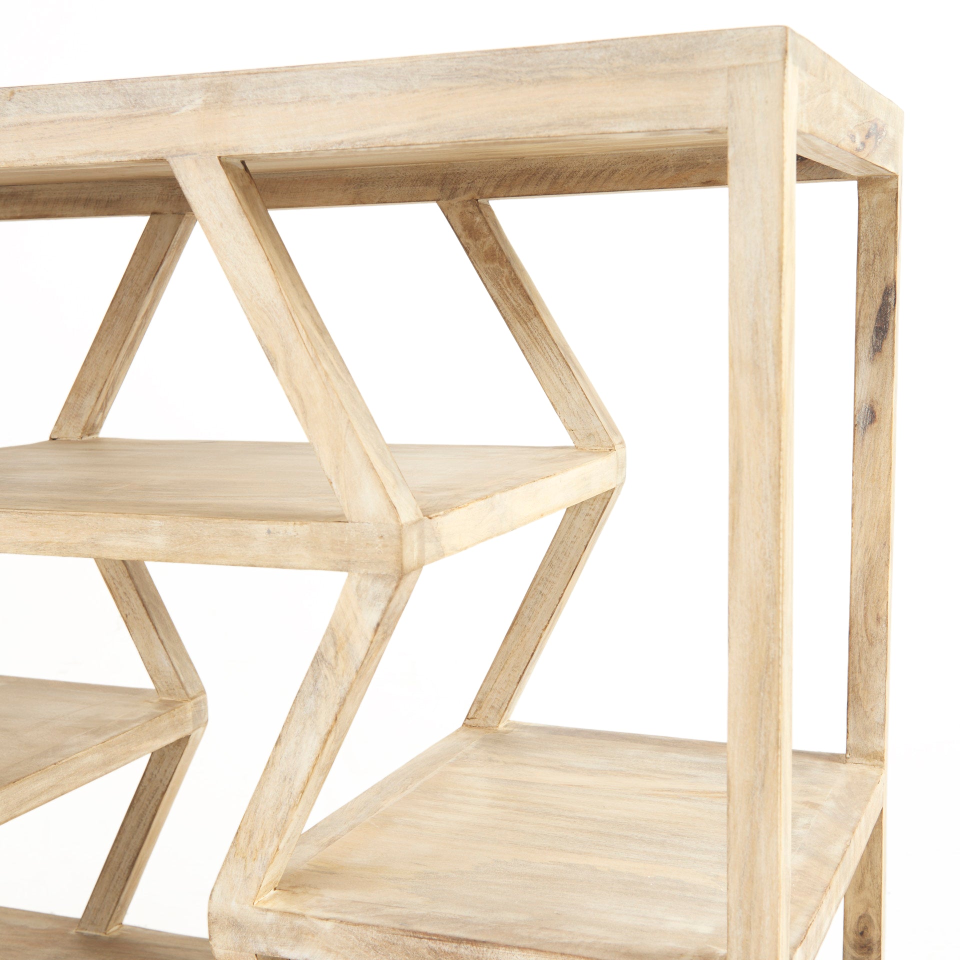 Dayton II 66L x 16W Natural Wooden Multi-Level Shelf Console Table