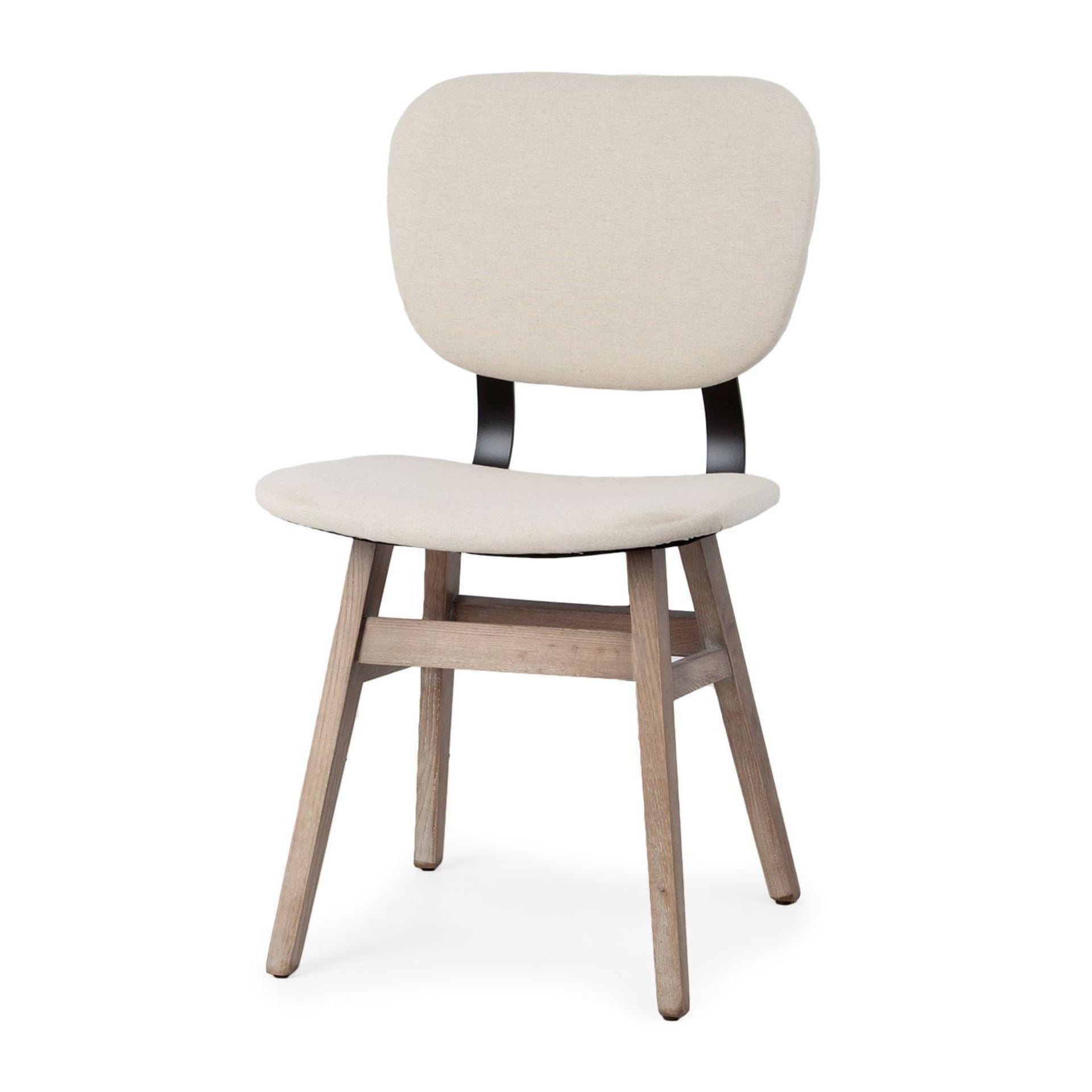 Haden I Cream Fabric Wrap Brown Solid Wood Base Dining Chair