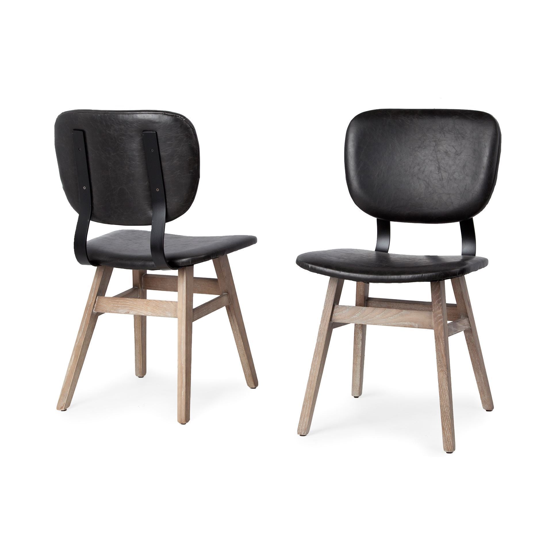 Haden I Black Faux - Leather Wrap Brown Solid Wood and Iron Base Dining Chair - Central Designs