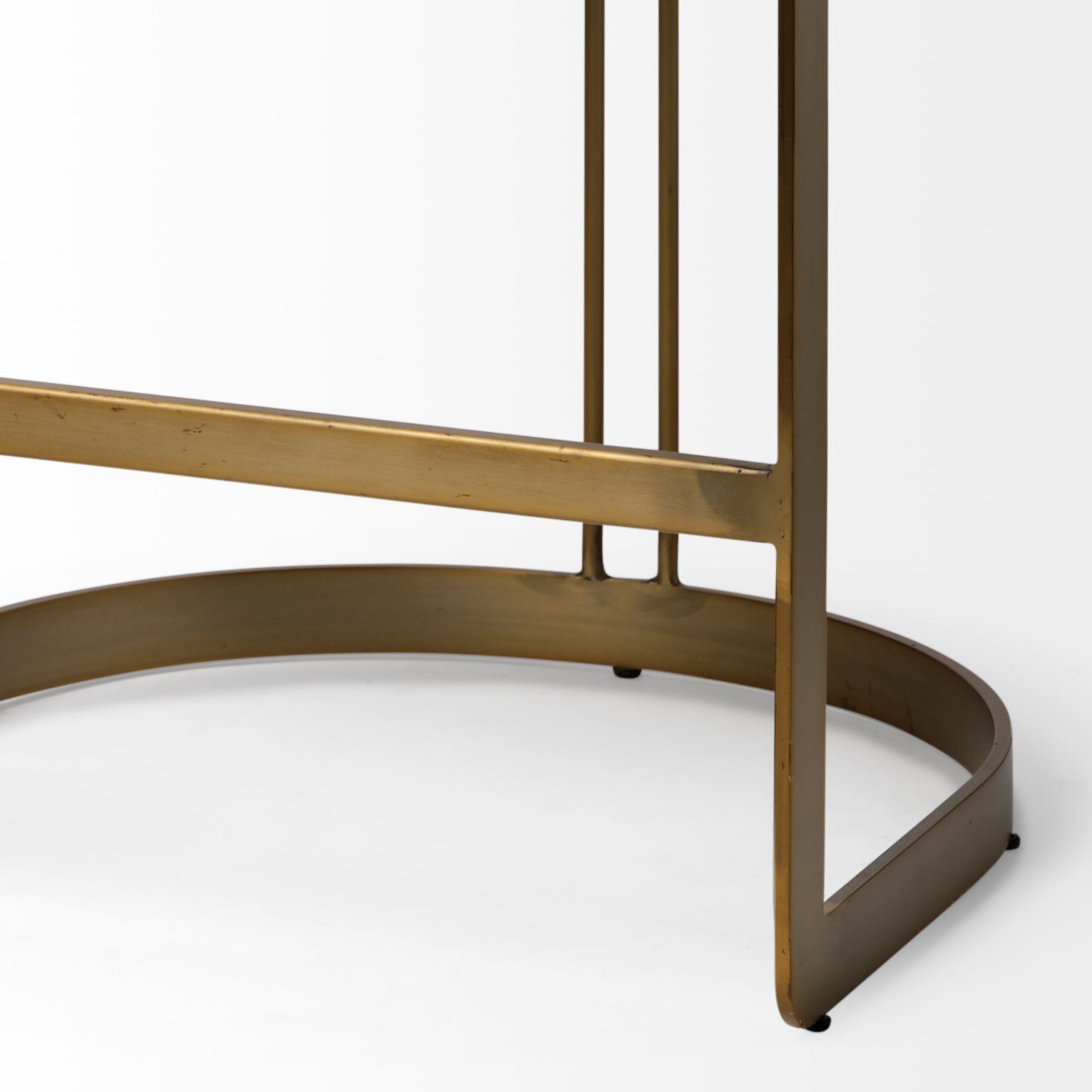 Hollyfield II Brown Leather Seat Gold Metal Base Stool - Central Designs