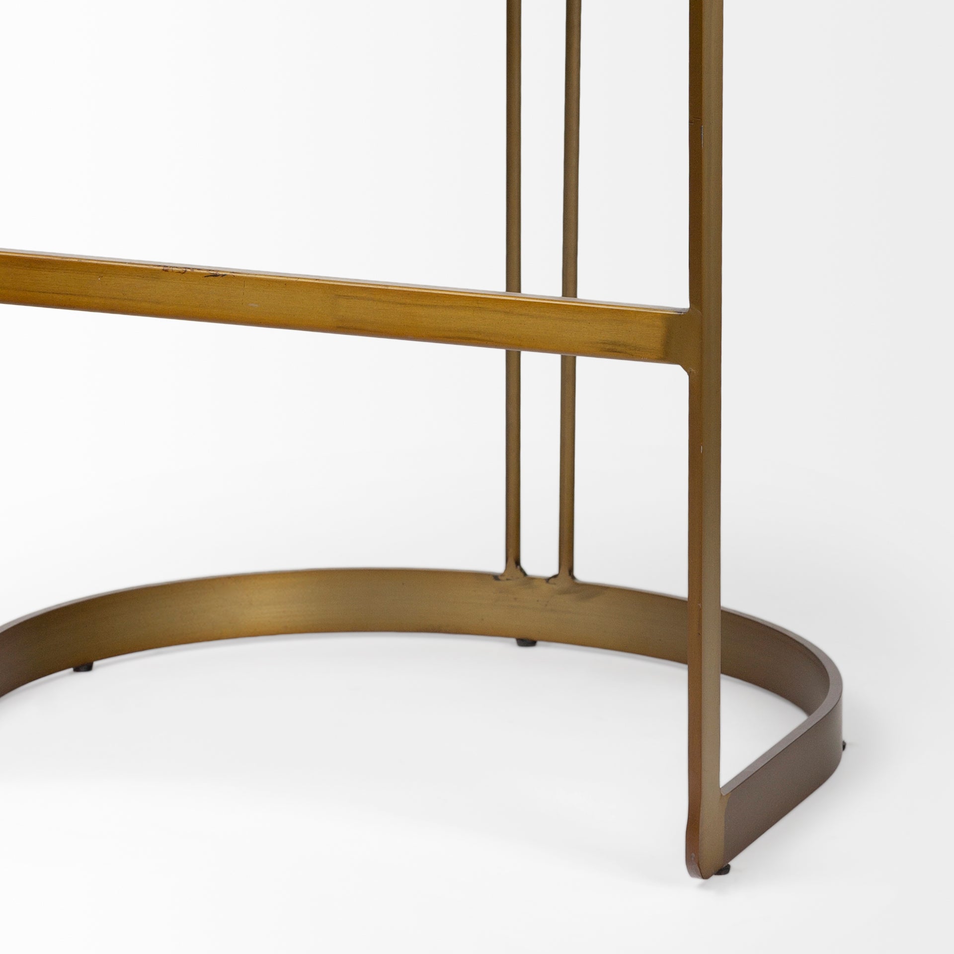 Hollyfield II Brown Leather Seat Gold Metal Base Bar Stool