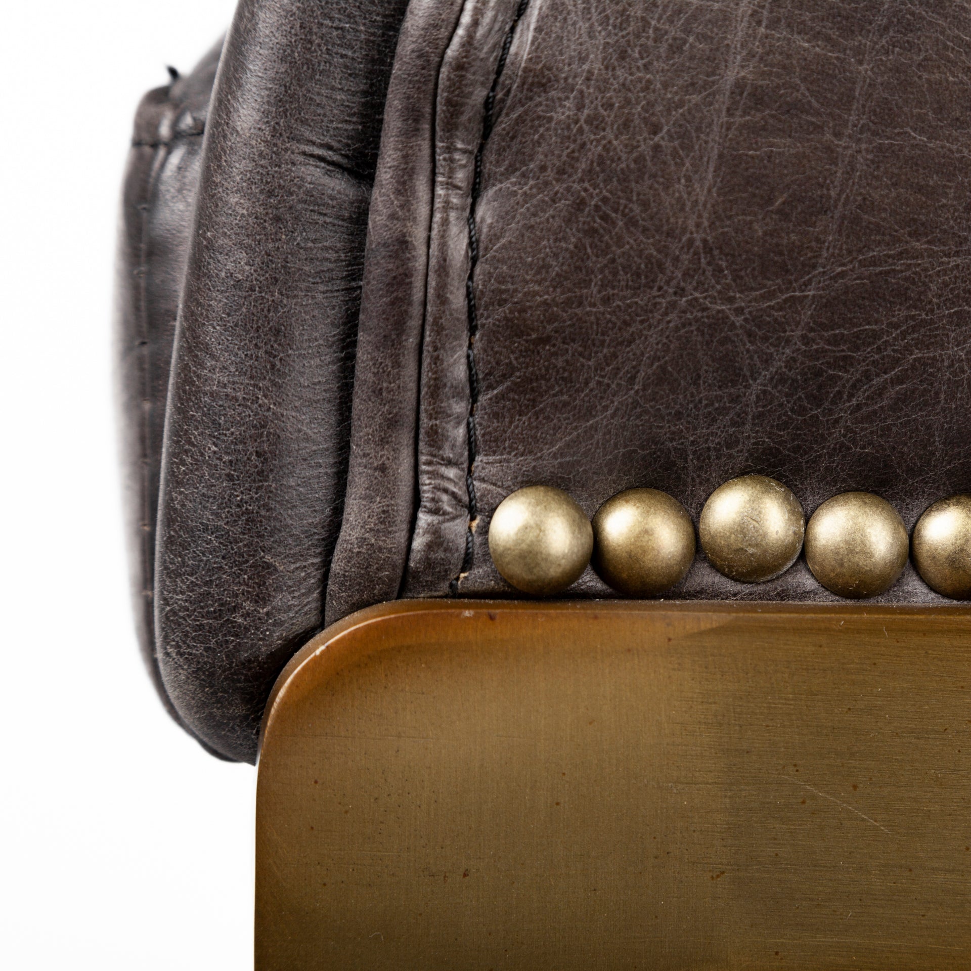 Hollyfield II Black Leather Seat Gold Metal Base Counter Stool - Central Designs