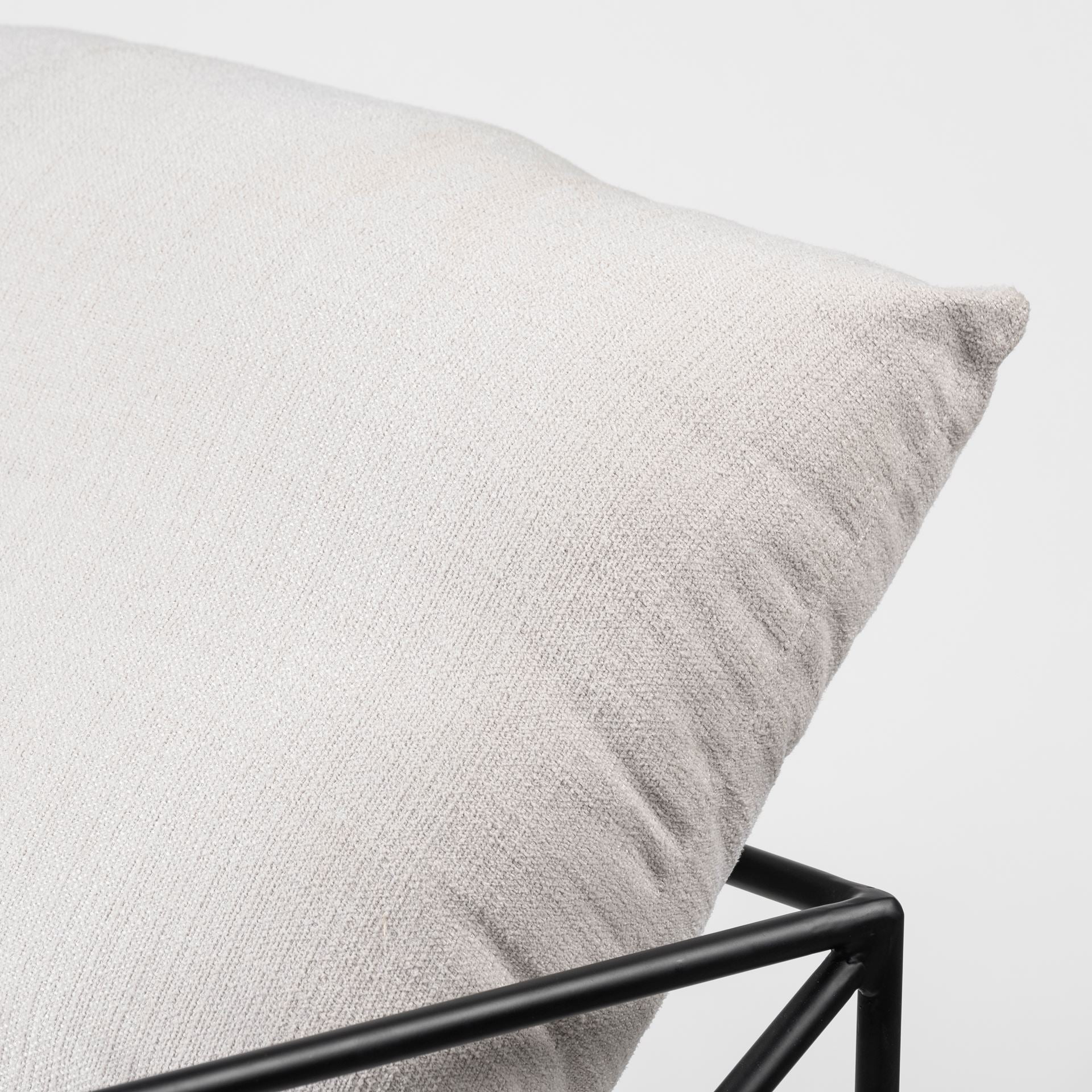 Leonidas 28.5L x 29.5W x 34.0H Cream Upholstered Padded Seat and Black Metal Frame Accent Chair - Central Designs