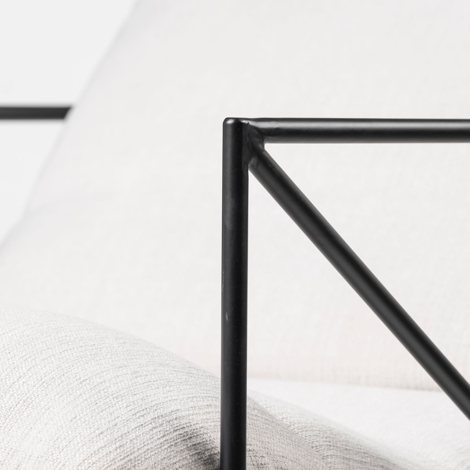 Leonidas 28.5L x 29.5W x 34.0H Cream Upholstered Padded Seat and Black Metal Frame Accent Chair - Central Designs