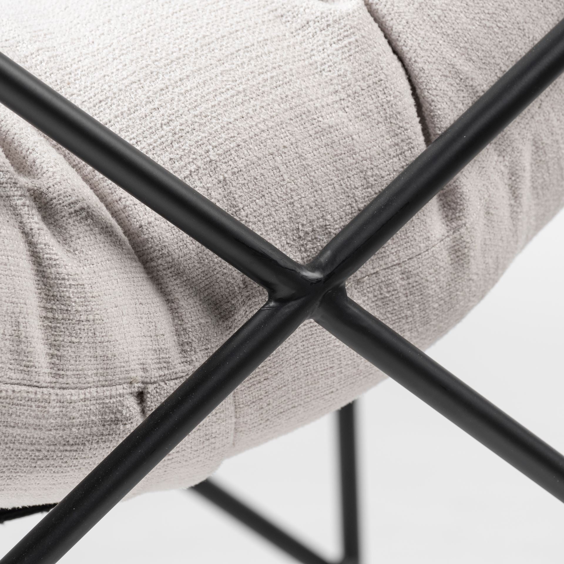 Leonidas 28.5L x 29.5W x 34.0H Cream Upholstered Padded Seat and Black Metal Frame Accent Chair - Central Designs