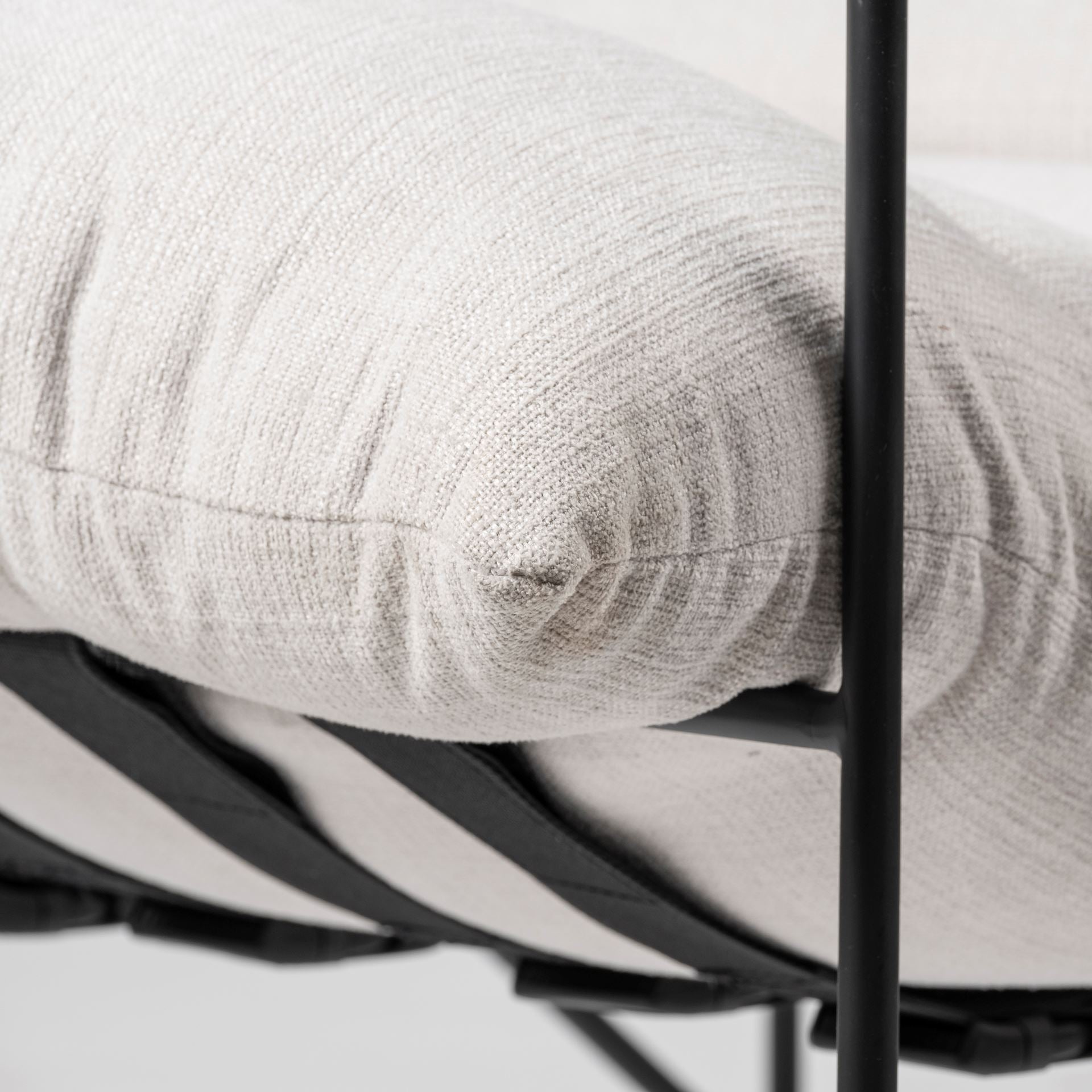 Leonidas 28.5L x 29.5W x 34.0H Cream Upholstered Padded Seat and Black Metal Frame Accent Chair - Central Designs