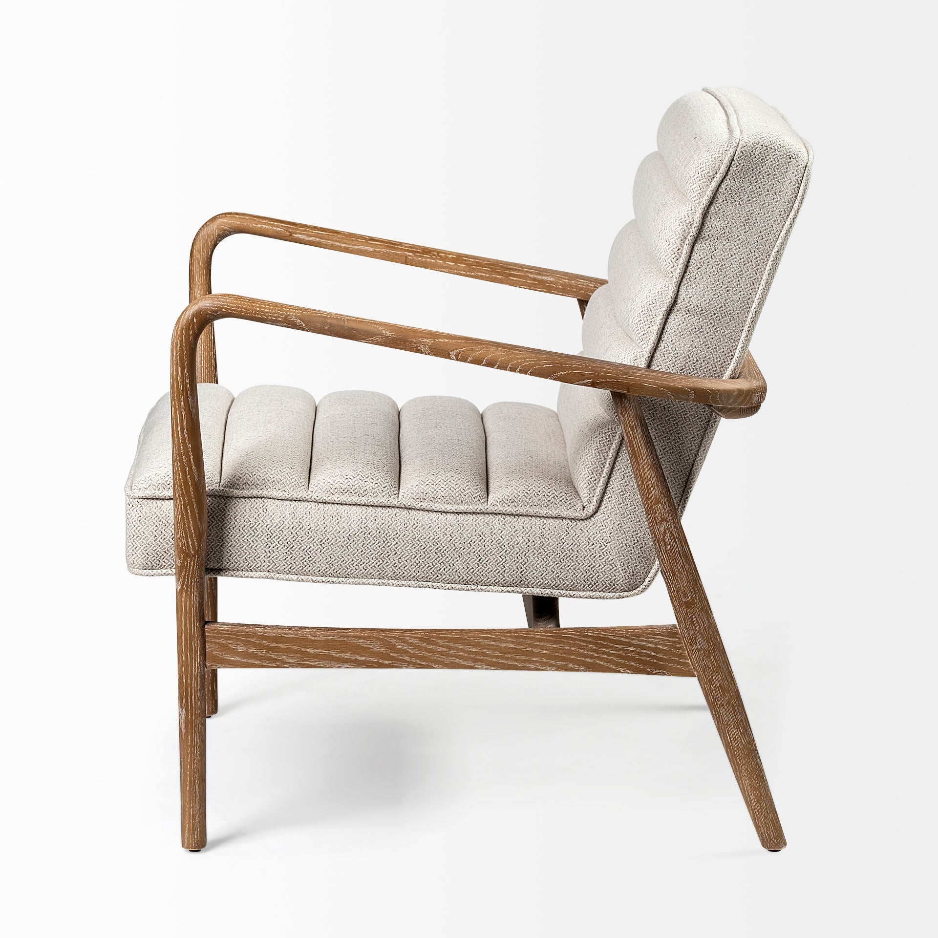 Ajax II Cream Fabric W/ Brown Wooden Frame Accent Chair