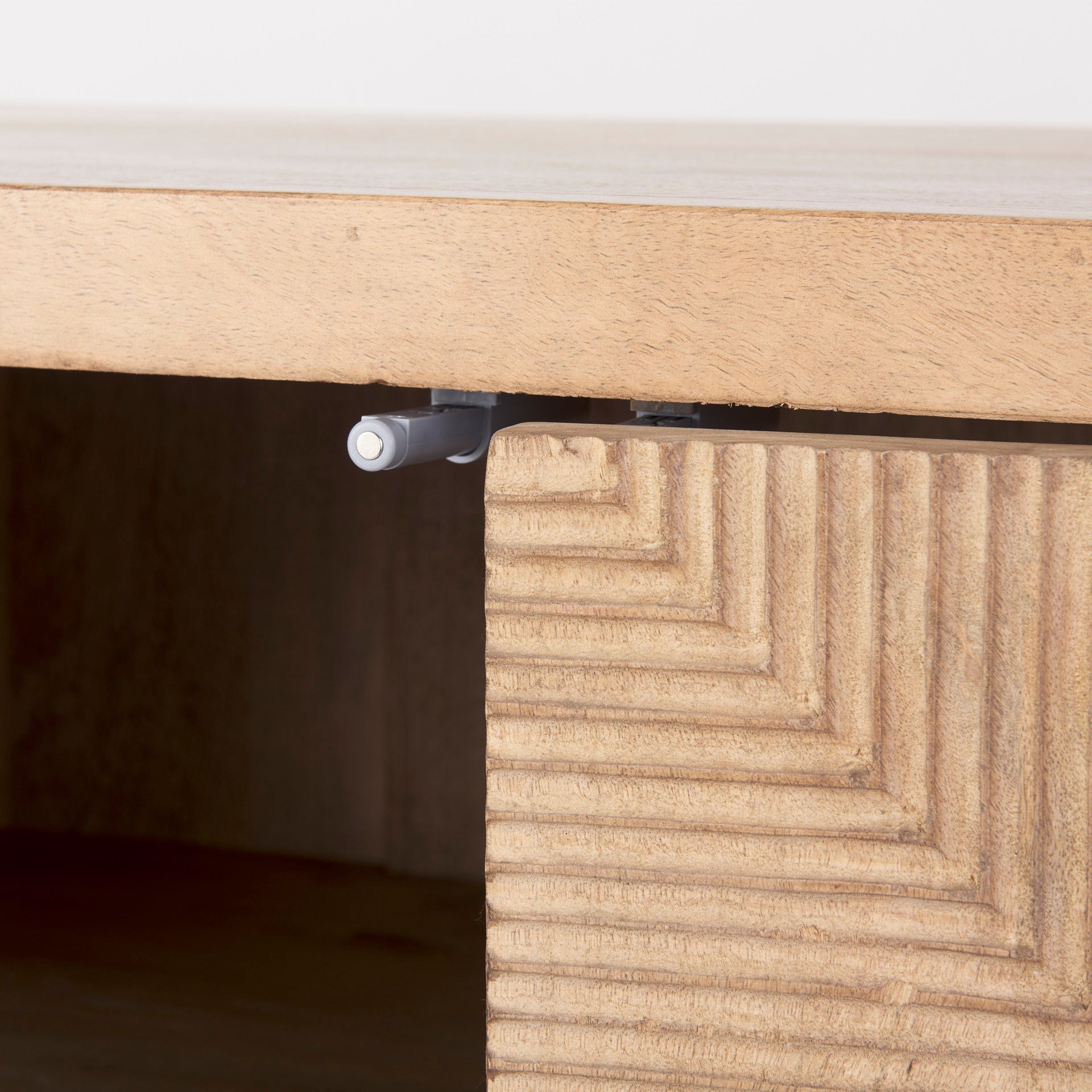 Cairo 78x19 Brown Solid Wood Black Metal Base 4 Door Cabinet Sideboard - Central Designs