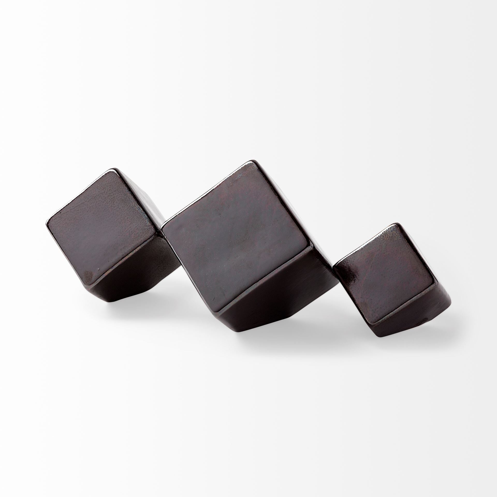 Mayweather (Set of 3) Black Geometric Ceramic Cubes - Central Designs