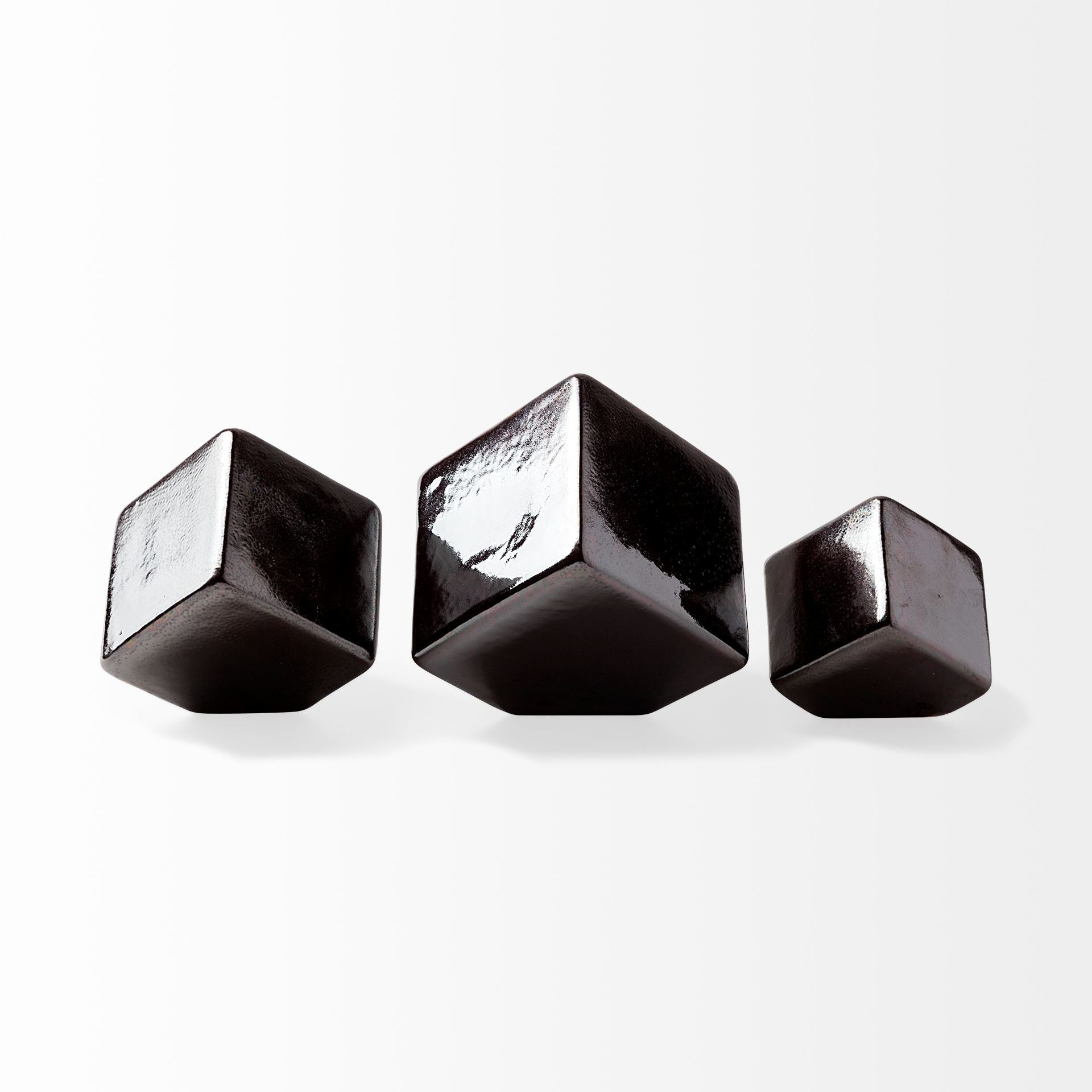 Mayweather (Set of 3) Black Geometric Ceramic Cubes - Central Designs