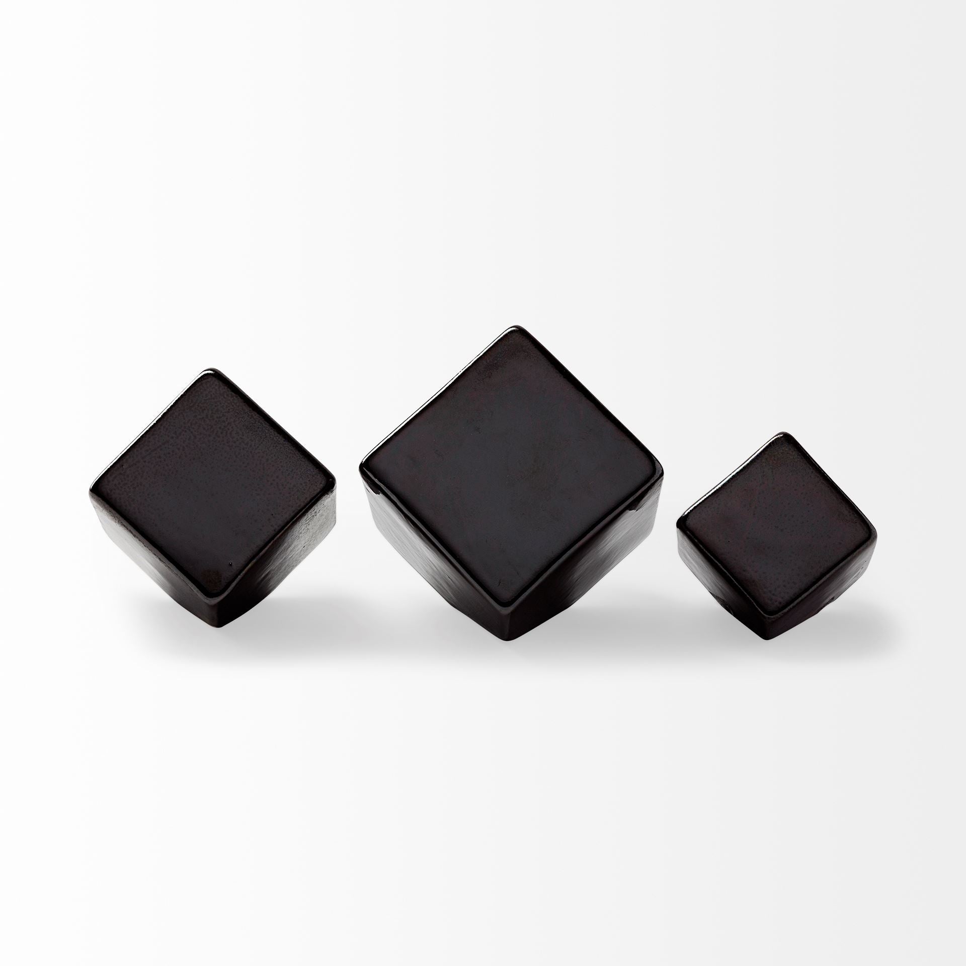 Mayweather (Set of 3) Black Geometric Ceramic Cubes - Central Designs