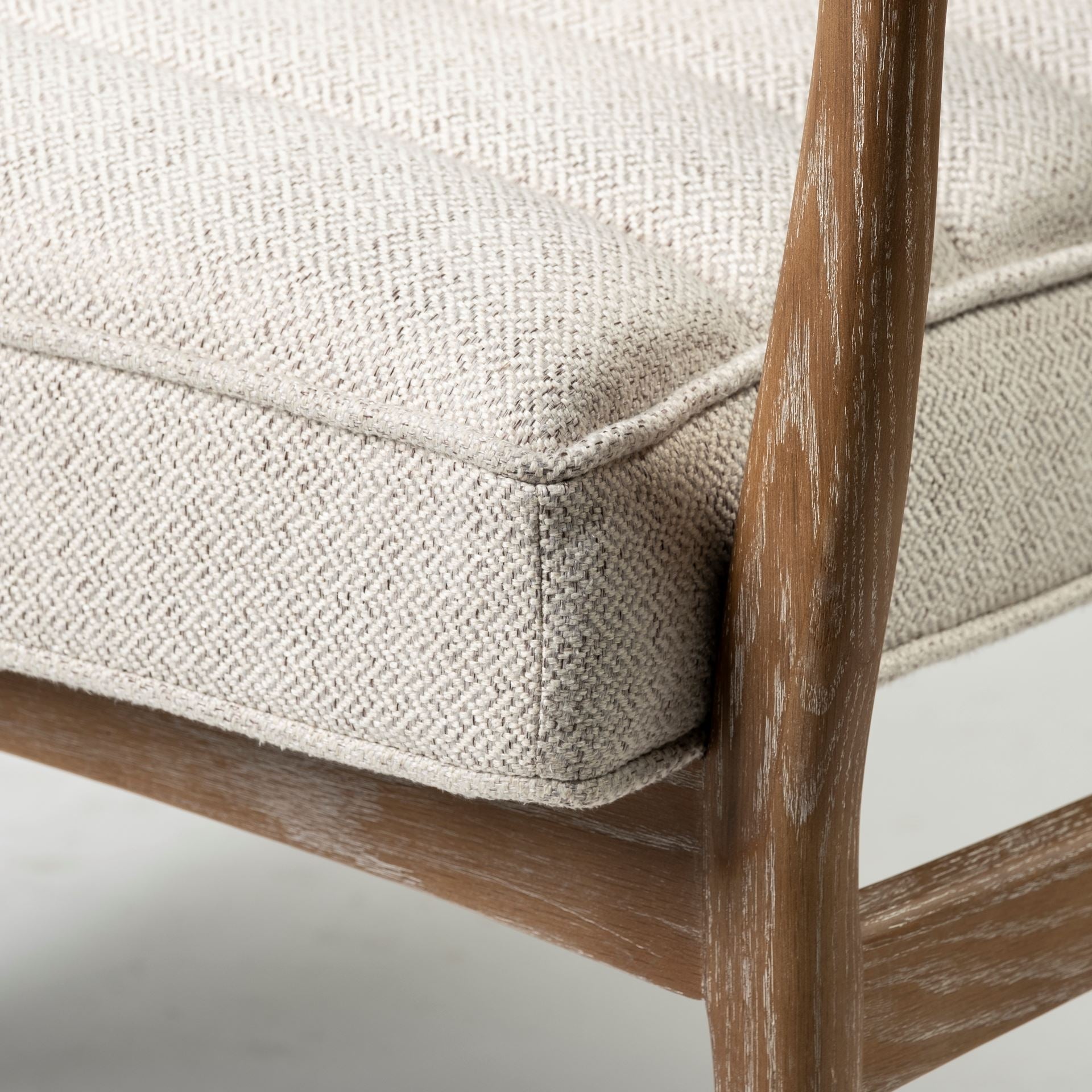 Ajax II Cream Fabric W/ Brown Wooden Frame Accent Chair - Central Designs