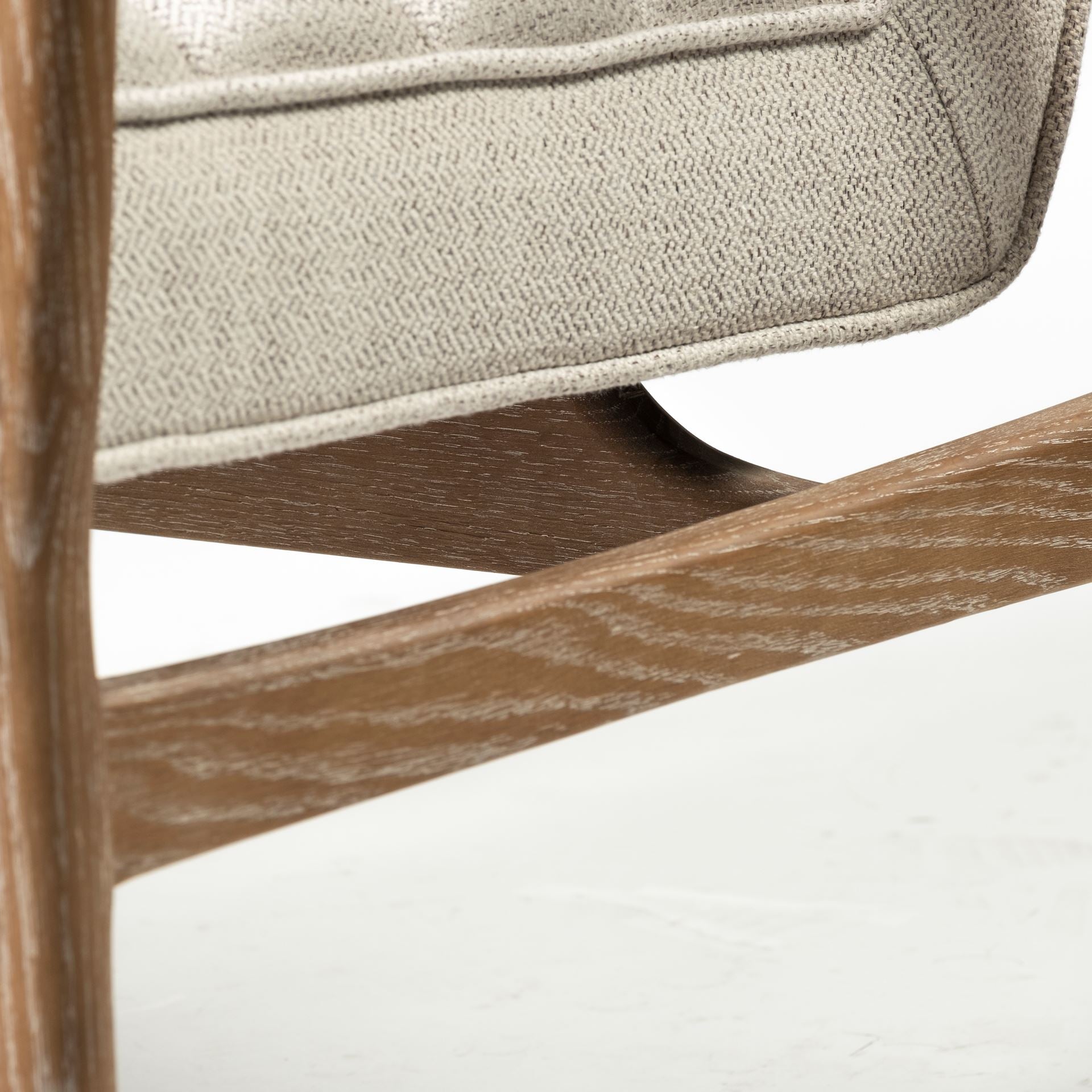 Ajax II Cream Fabric W/ Brown Wooden Frame Accent Chair - Central Designs