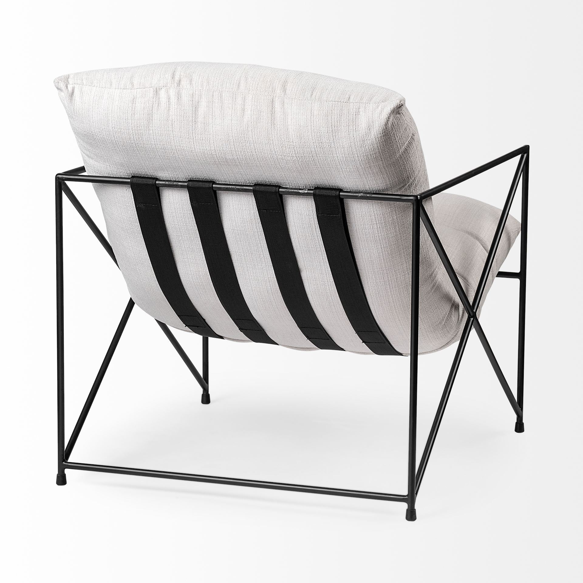 Leonidas 28.5L x 29.5W x 34.0H Cream Upholstered Padded Seat and Black Metal Frame Accent Chair - Central Designs