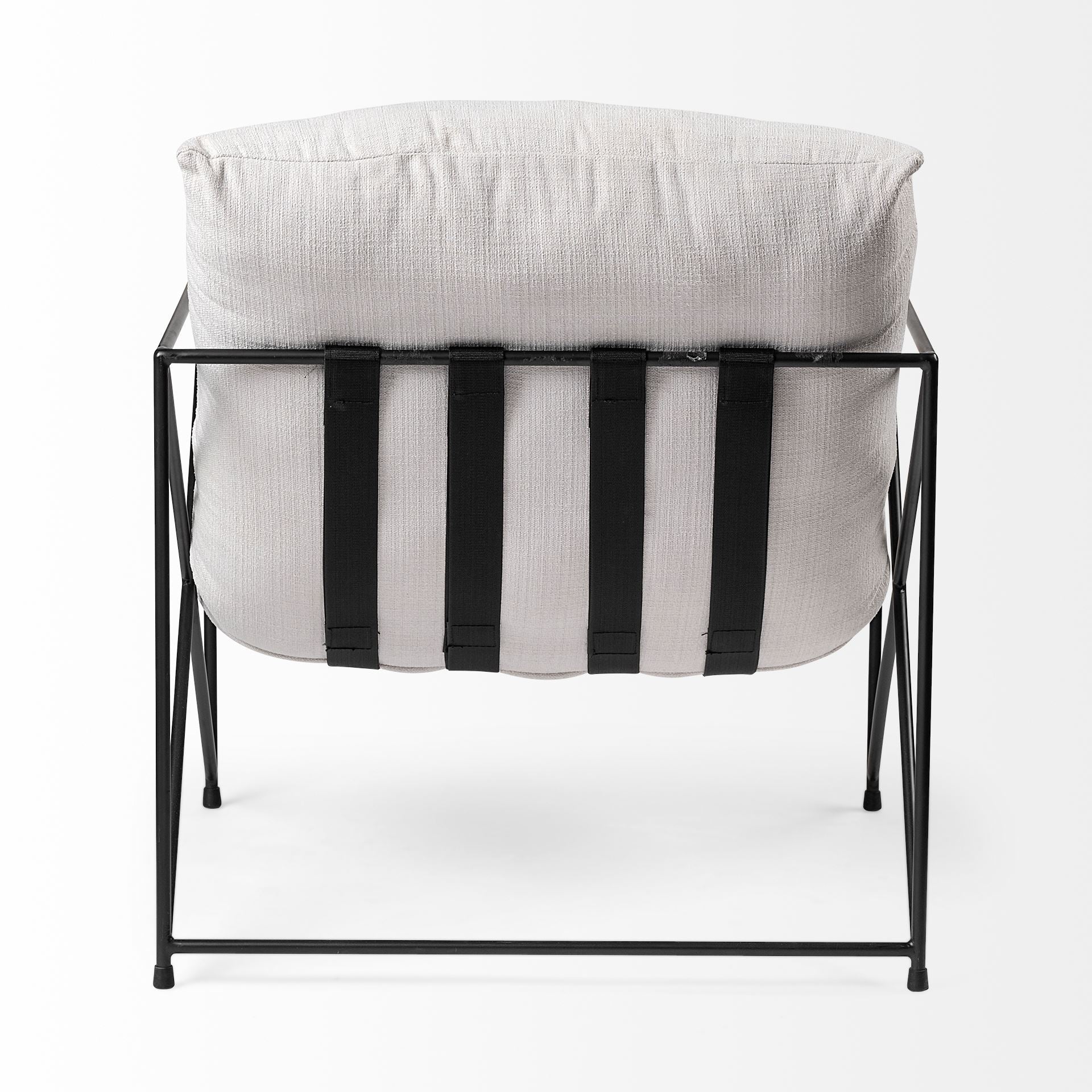 Leonidas 28.5L x 29.5W x 34.0H  Cream Upholstered Padded Seat and Black Metal Frame Accent Chair