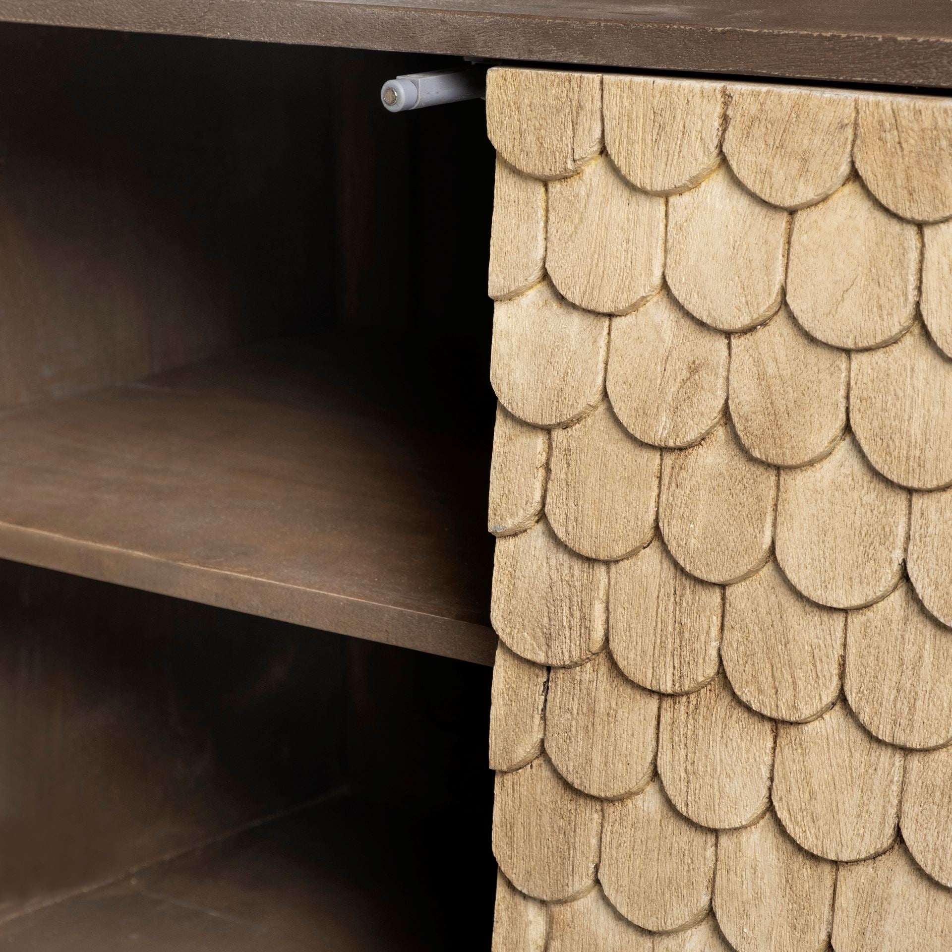 Swordfish 72L x 19W x 30.25H Two - Tone Brown Wood Cabinet Silver Metal Base 4 Cabinet Door Sideboard - Central Designs