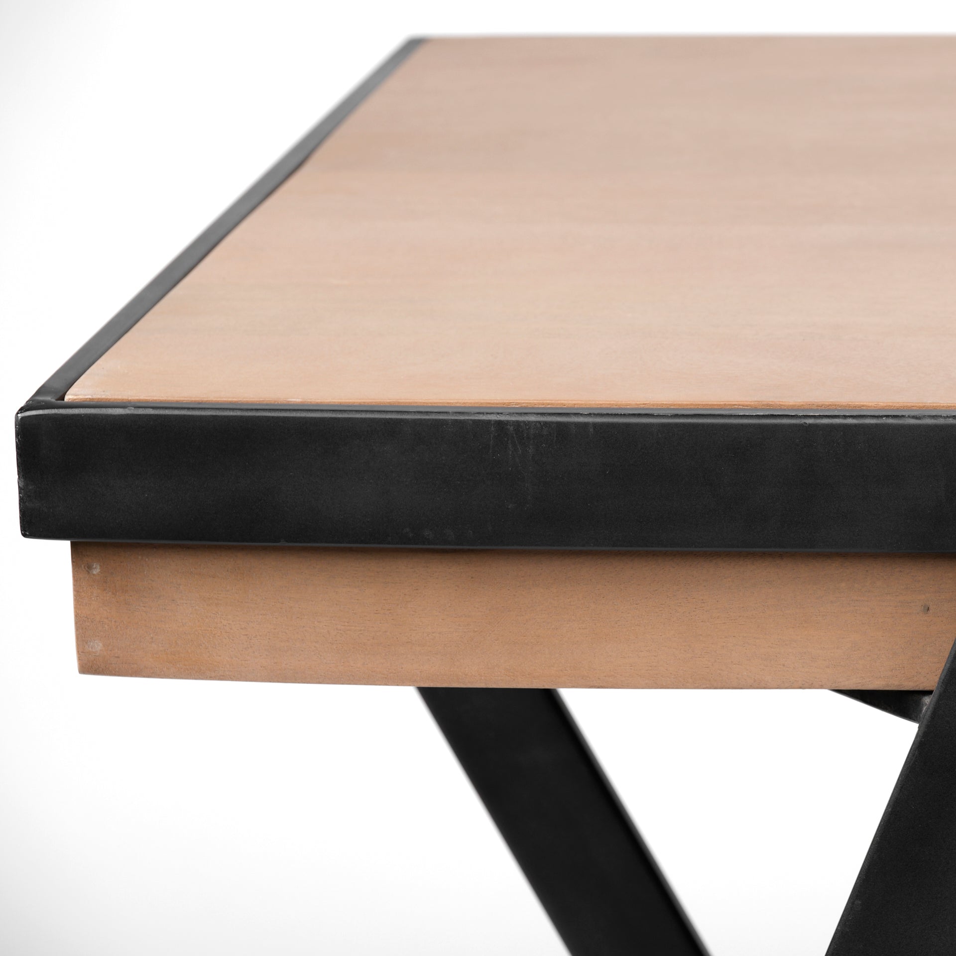 Steinbeck 61L x 28.75W x 30H Light Brown Wooden Iron Frame Office Desk - Central Designs