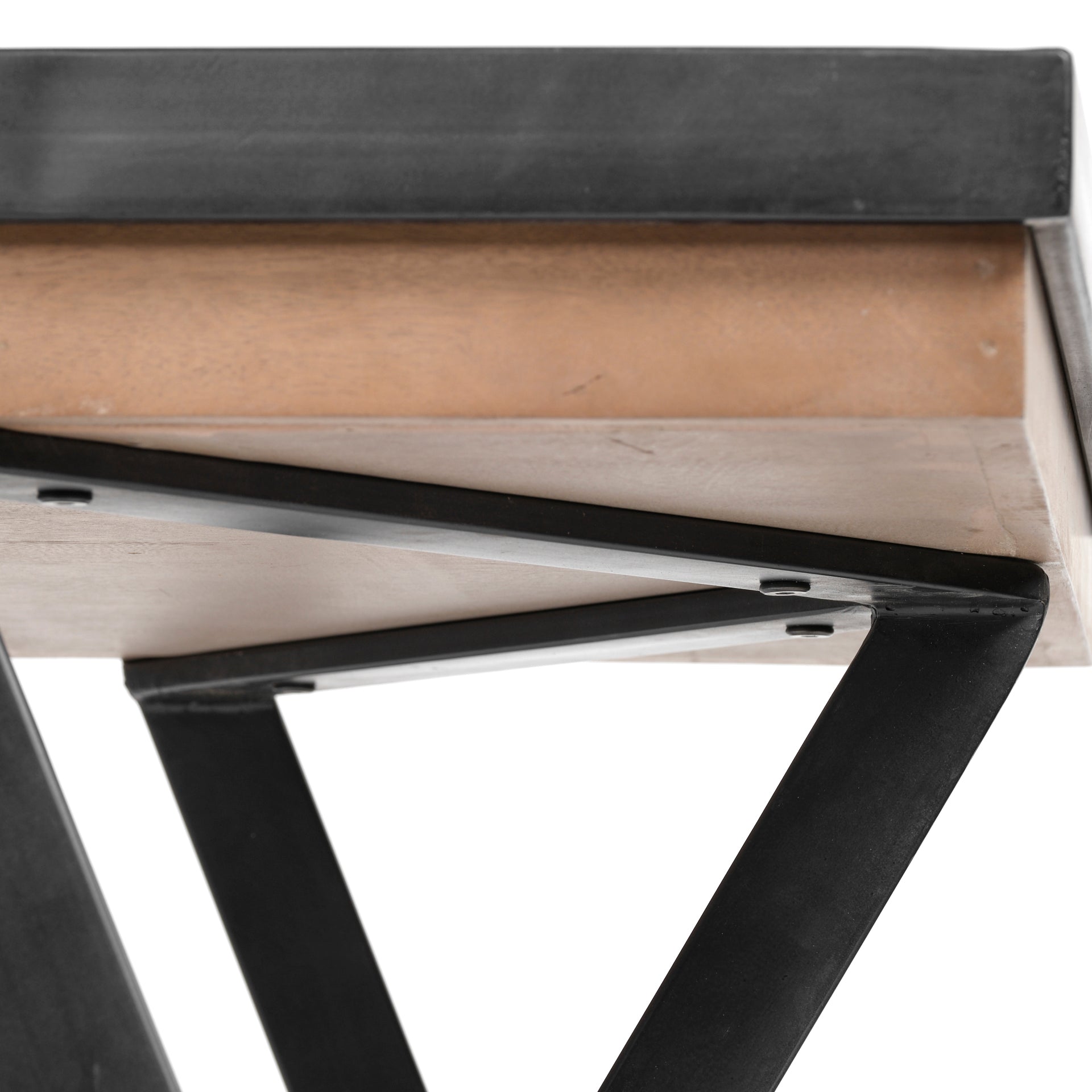 Steinbeck 61L x 28.75W x 30H Light Brown Wooden Iron Frame Office Desk - Central Designs