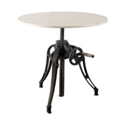 Emslie III 30" Round White Marble Top Black Metal Base Dining Table - Central Designs