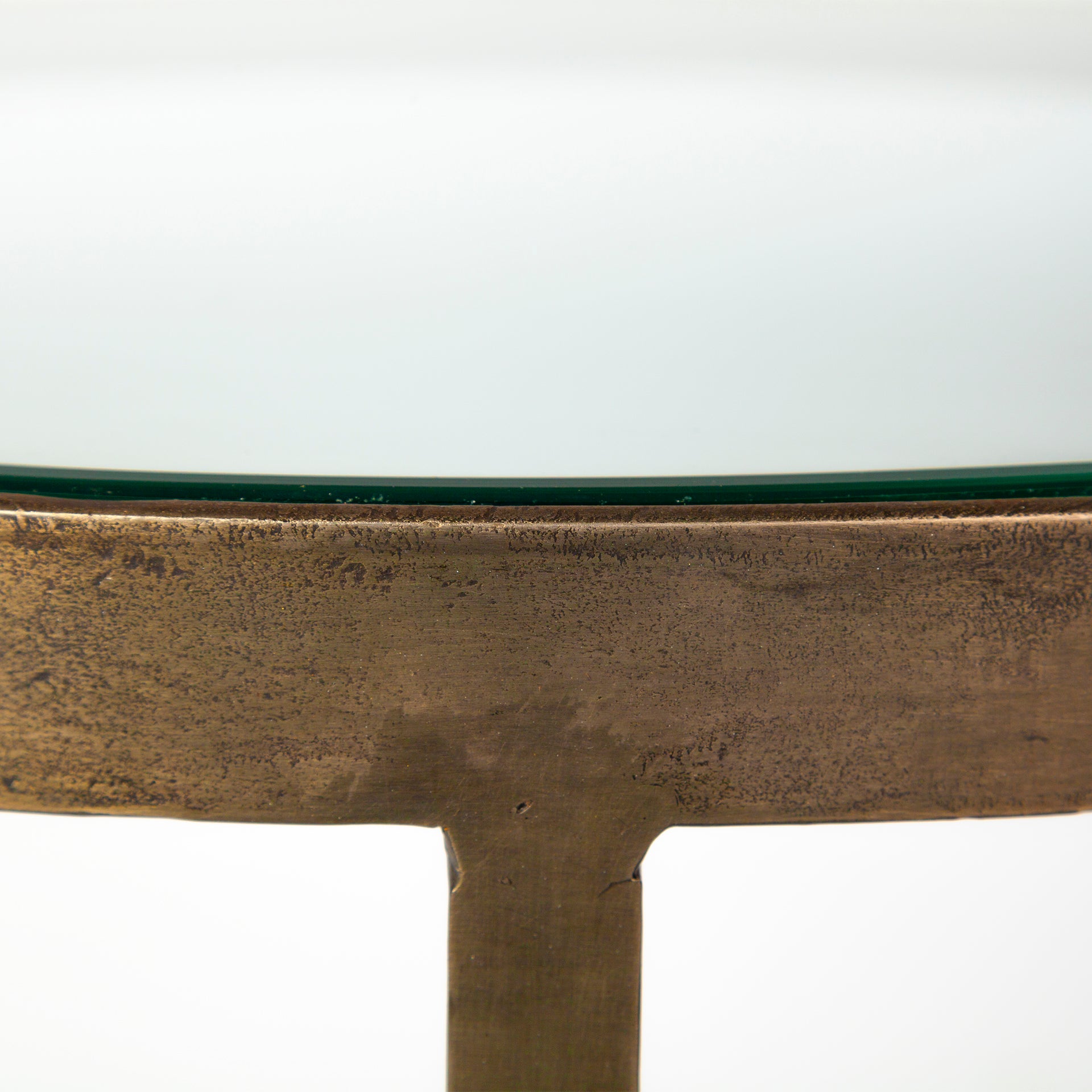 Reinhardt II 20" Round Glass Top Metal and Marble Detail End/Side Table