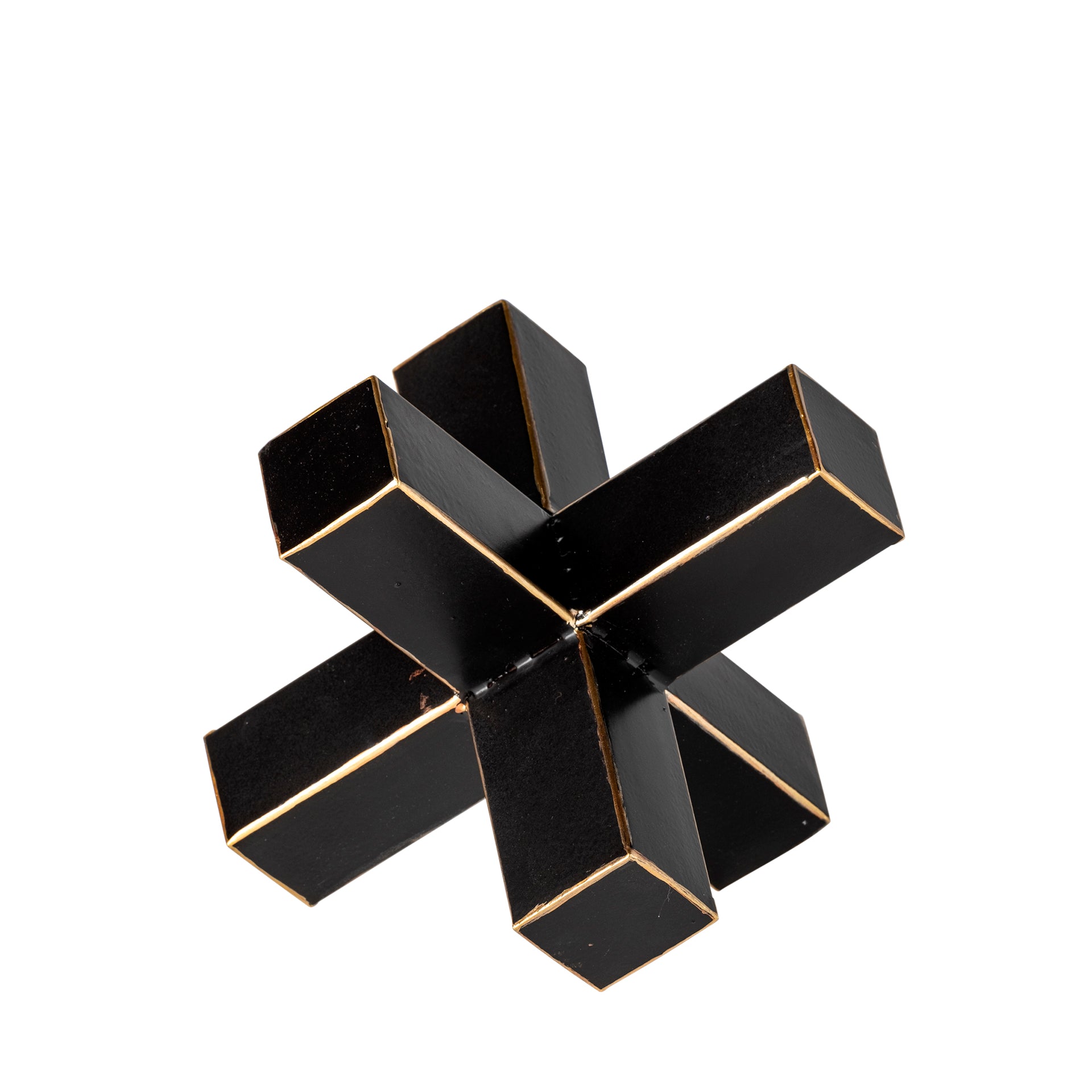Abel (Small) 8L x 7W Black Metal Jack W/ Gold Accents - Central Designs