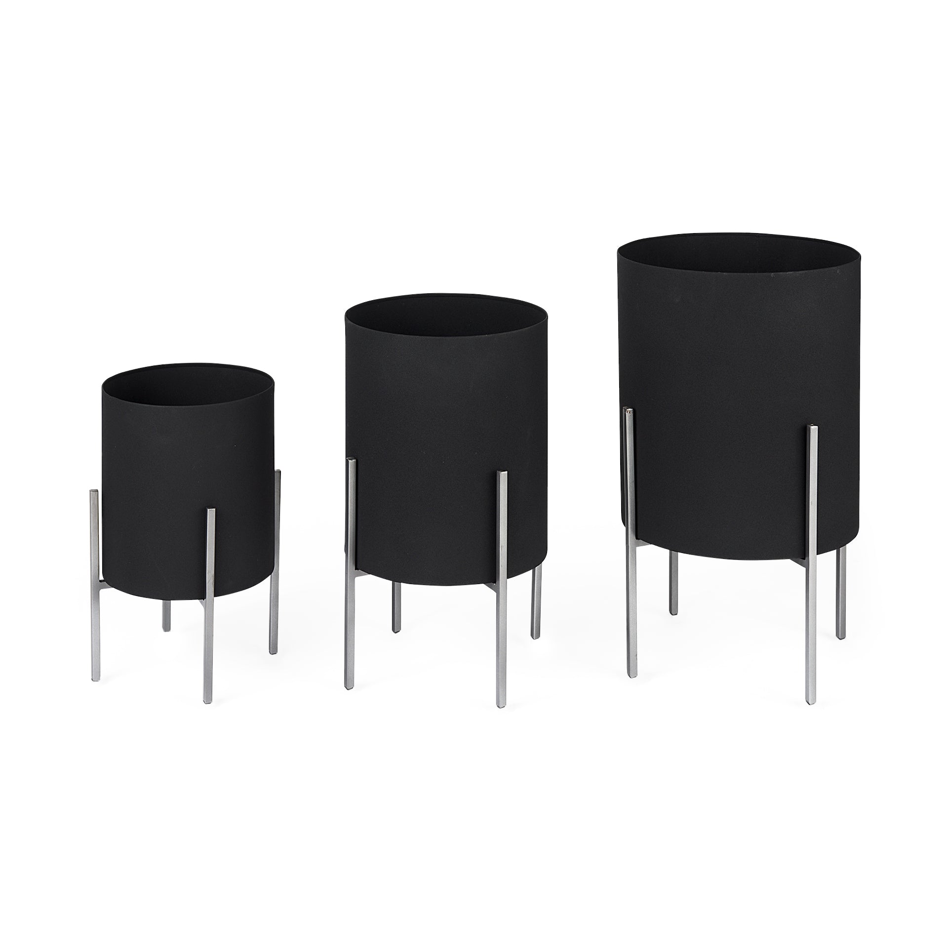 Claypoole (Set of 3) Black Plant Stands - Central Designs