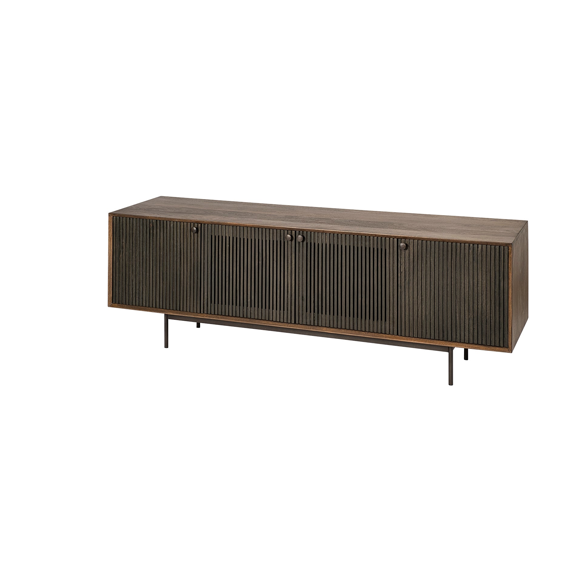 Grace I Two - Toned Brown Solid Wood TV Stand Media Console with Slated Doors, TV up to 82" - Central Designs
