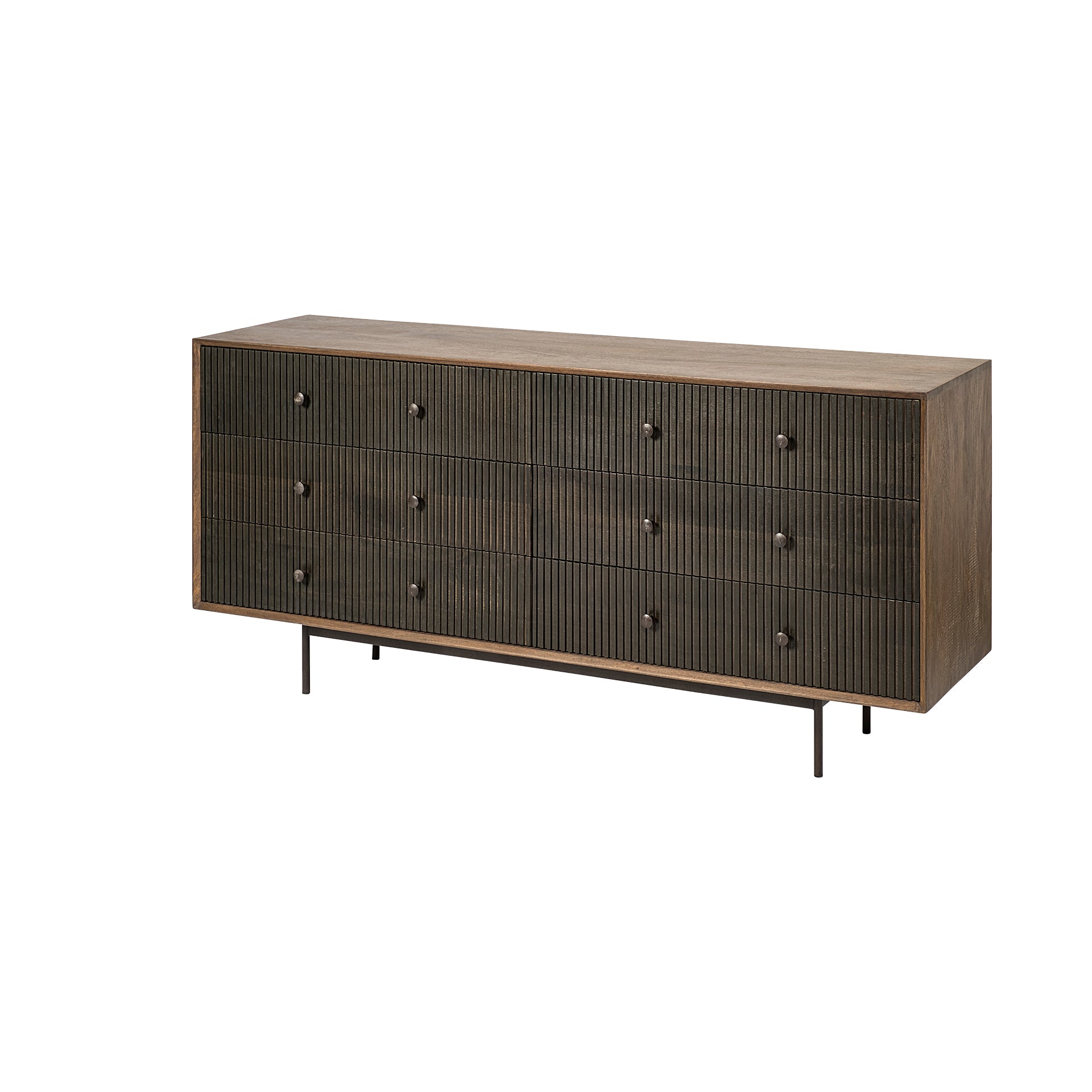 Grace 70Wx18.5Lx31.25H Two - Tone Brown Solid Wood 6 Drawer Sideboard - Central Designs