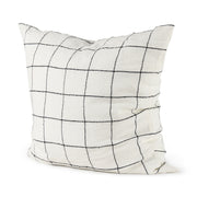 Suzanne 22 x 22 White/Black Square Pattern Decorative Pillow Cover - Central Designs