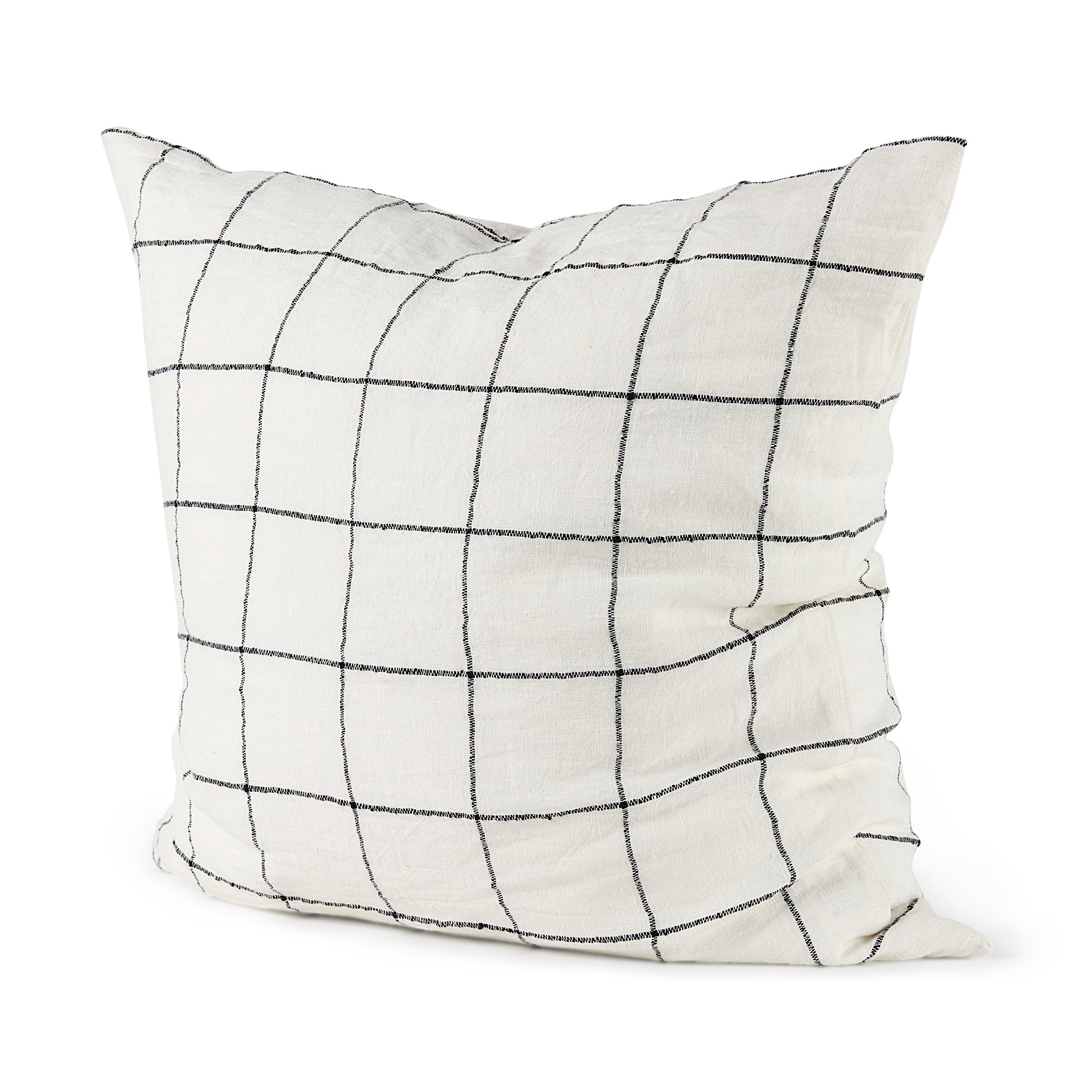 Suzanne 22 x 22 White/Black Square Pattern Decorative Pillow Cover - Central Designs