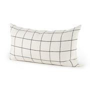 Suzanne 14 x 26 White/Black Square Pattern Decorative Pillow Cover - Central Designs