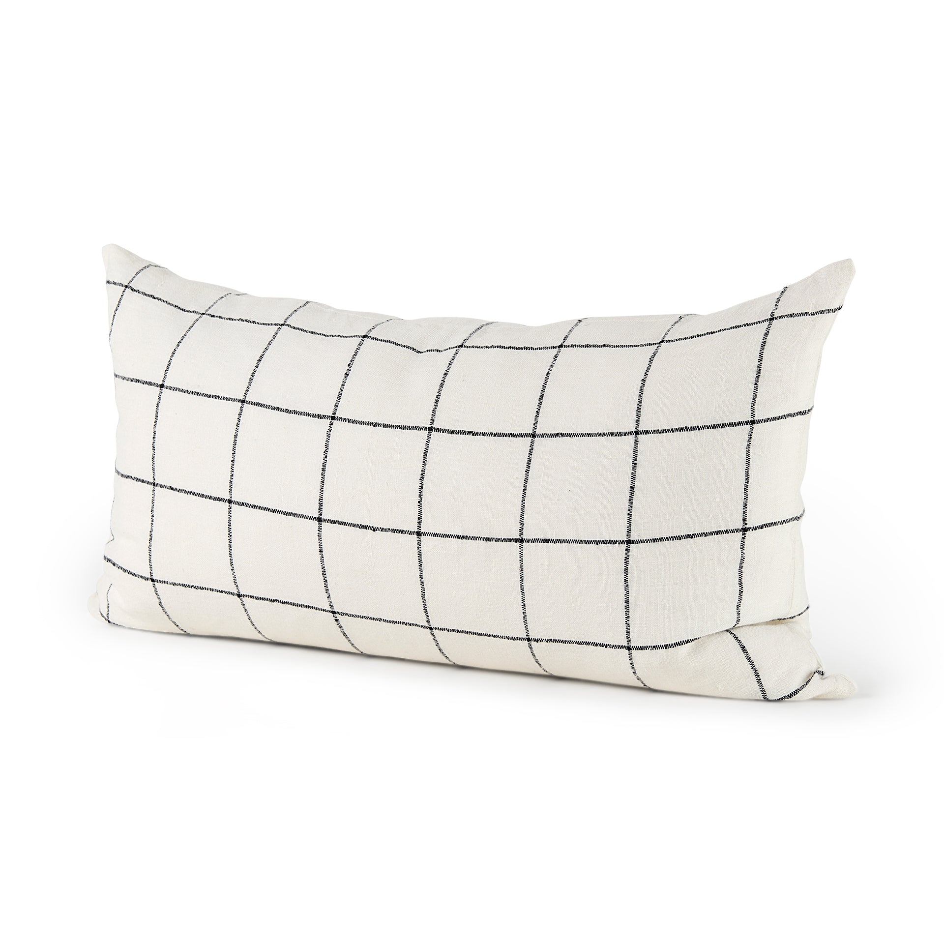 Suzanne 14 x 26 White/Black Square Pattern Decorative Pillow Cover - Central Designs