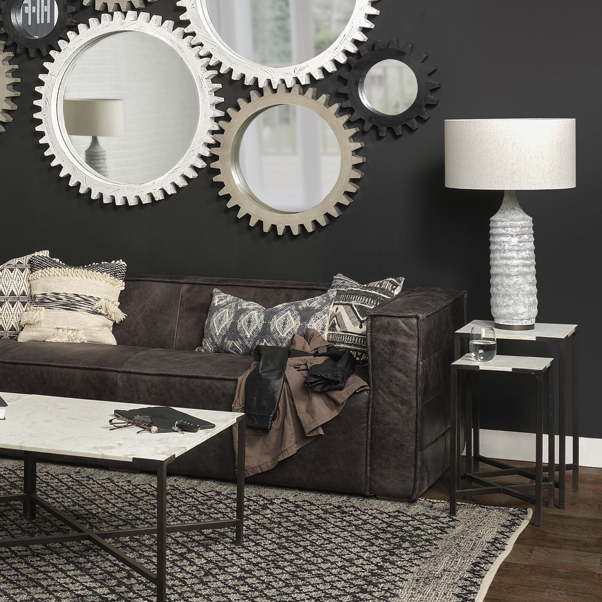 Harlan (30.5"H) Beige-Toned Fabric Shade Gray Concrete Base Table Lamp