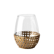 Reena I Small Gold Woven Metal Base Table Candle Holder - Central Designs