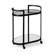 Eleonore Black Metal Frame Two - Tier w/Glass Shelves Bar Cart - Central Designs