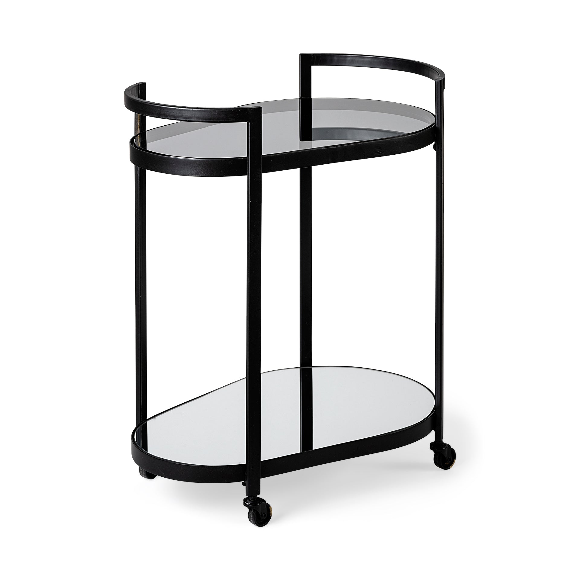 Eleonore Black Metal Frame Two - Tier w/Glass Shelves Bar Cart - Central Designs