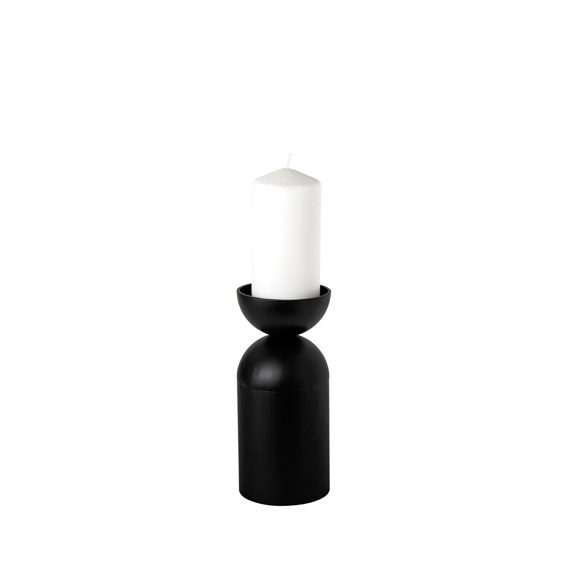 Alex Small Black Metal Cylindrical Table Candle Holder - Central Designs