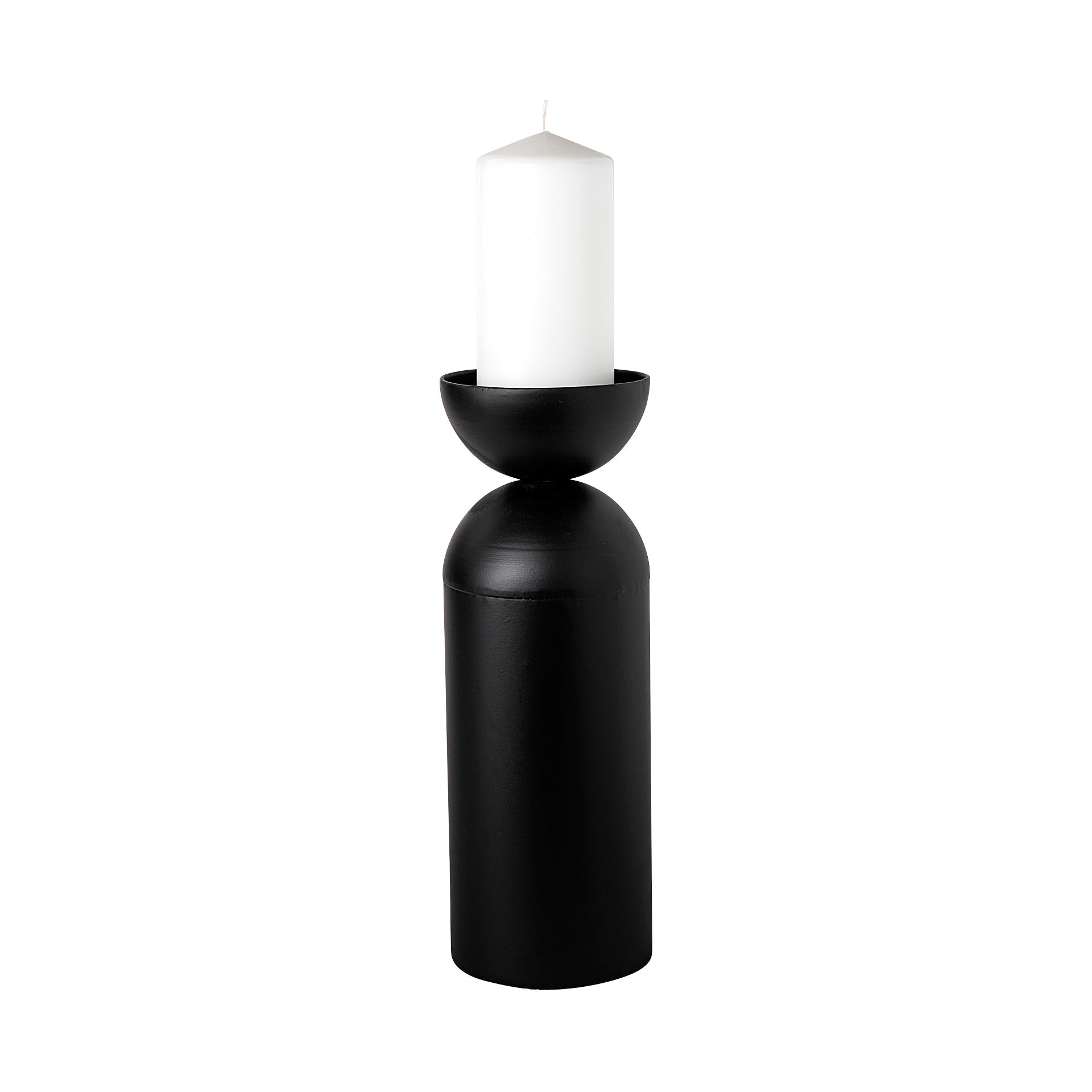 Alex Large Black Metal Cylindrical Table Candle Holder - Central Designs
