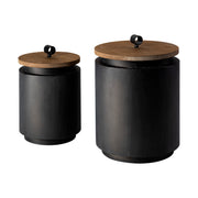 Cyril (Set of 2) Gray Metal W/ Brown Wood Lids Jars - Central Designs